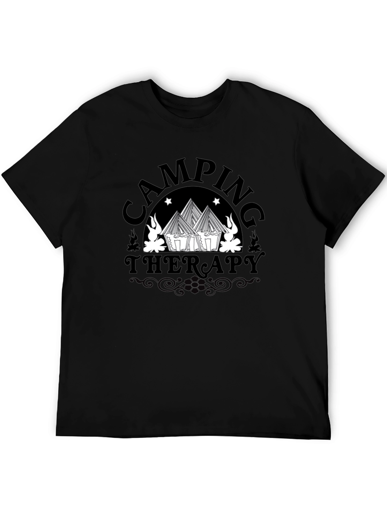 Camping Therapy Graphic Tee - Black