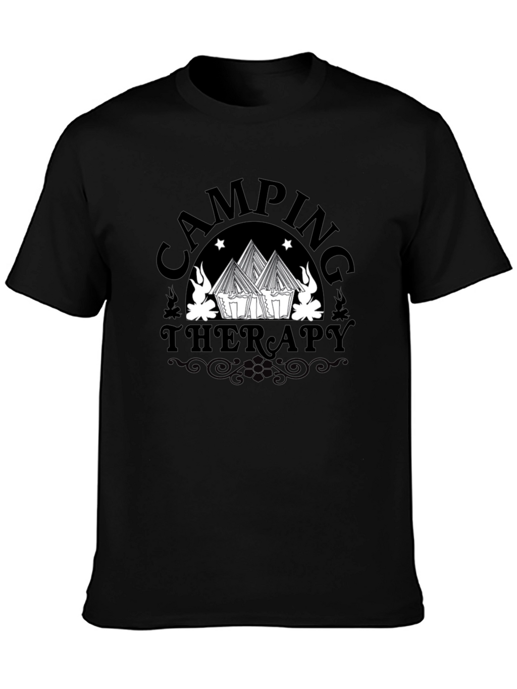 Camping Therapy Graphic Tee - Black