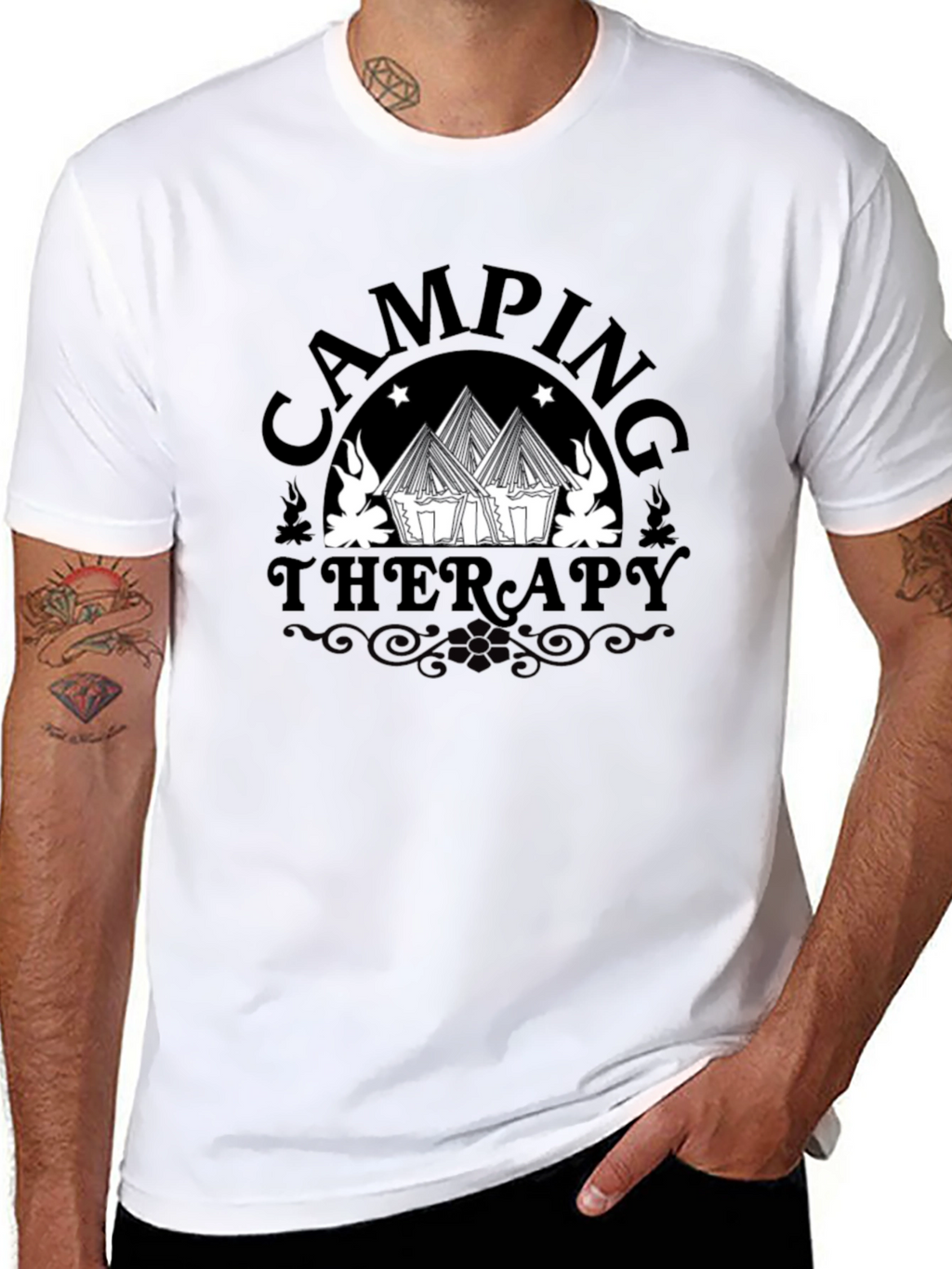 Camping Therapy Graphic Tee - Black