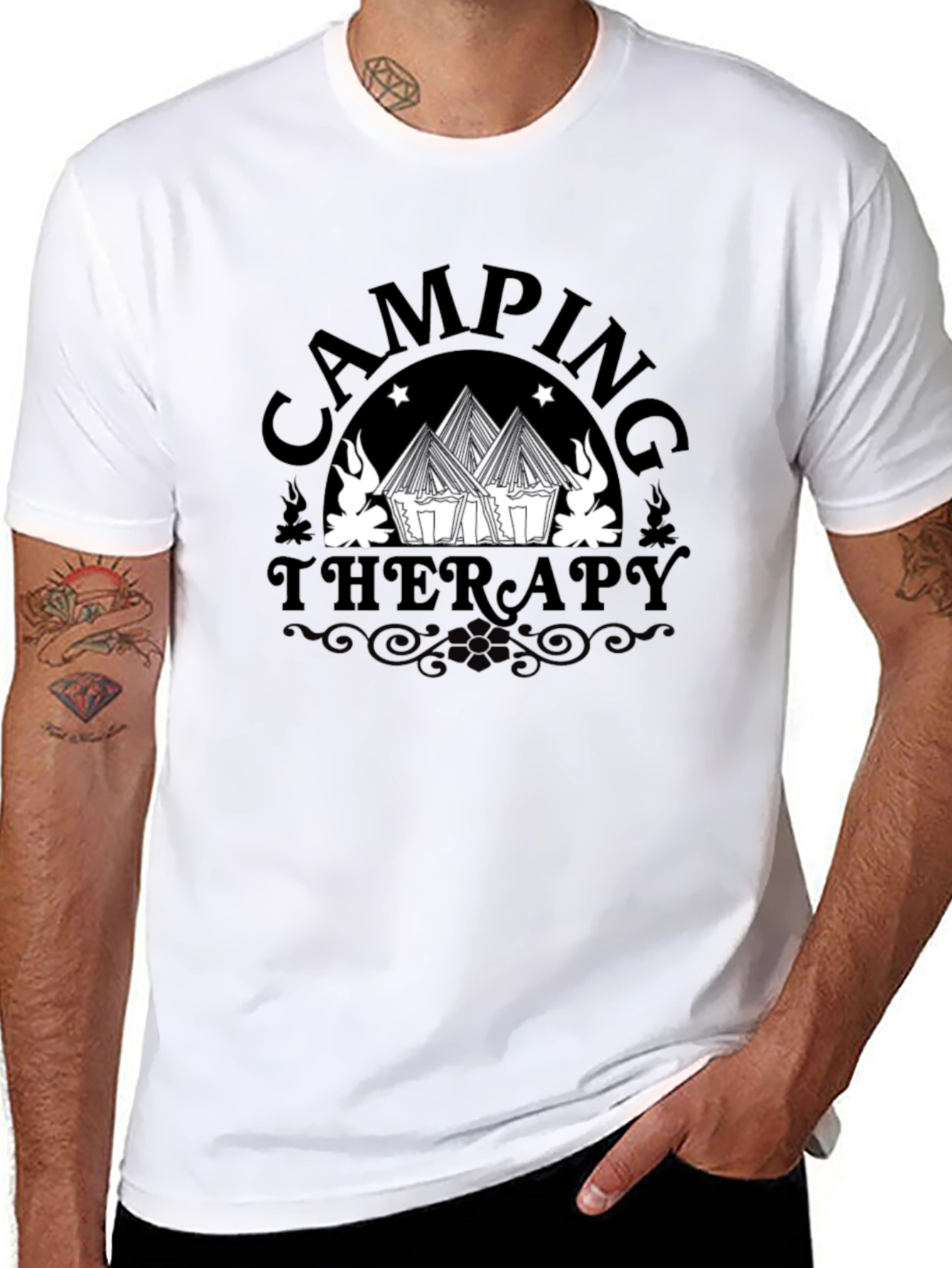 Camping Therapy Graphic Tee - Black