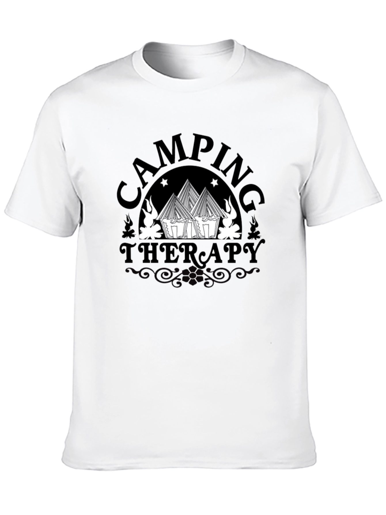 Camping Therapy Graphic Tee - Black