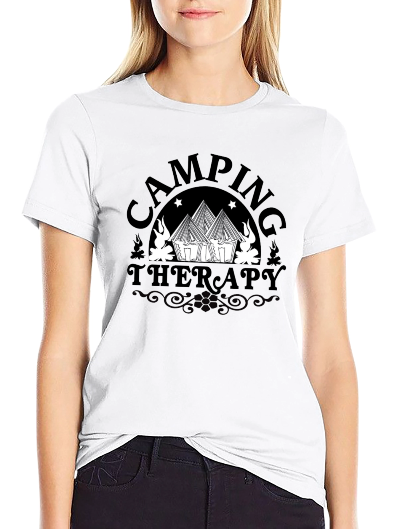 Camping Therapy Graphic Tee - Black