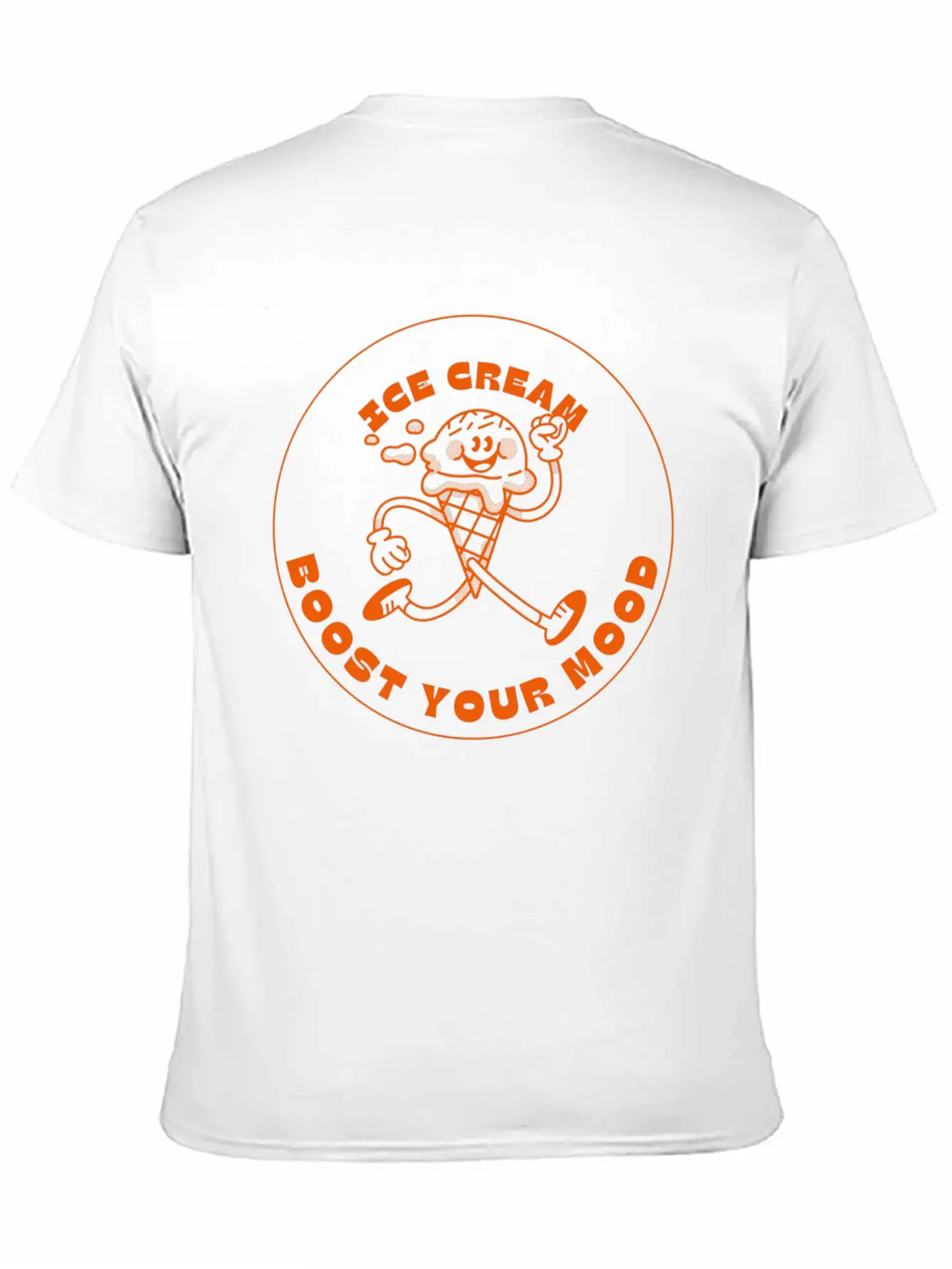 Orange And Beige Simple Modern Retro Ice Cream Stylish Everyday T-Shirt – Unisex Basic Cotton Tee