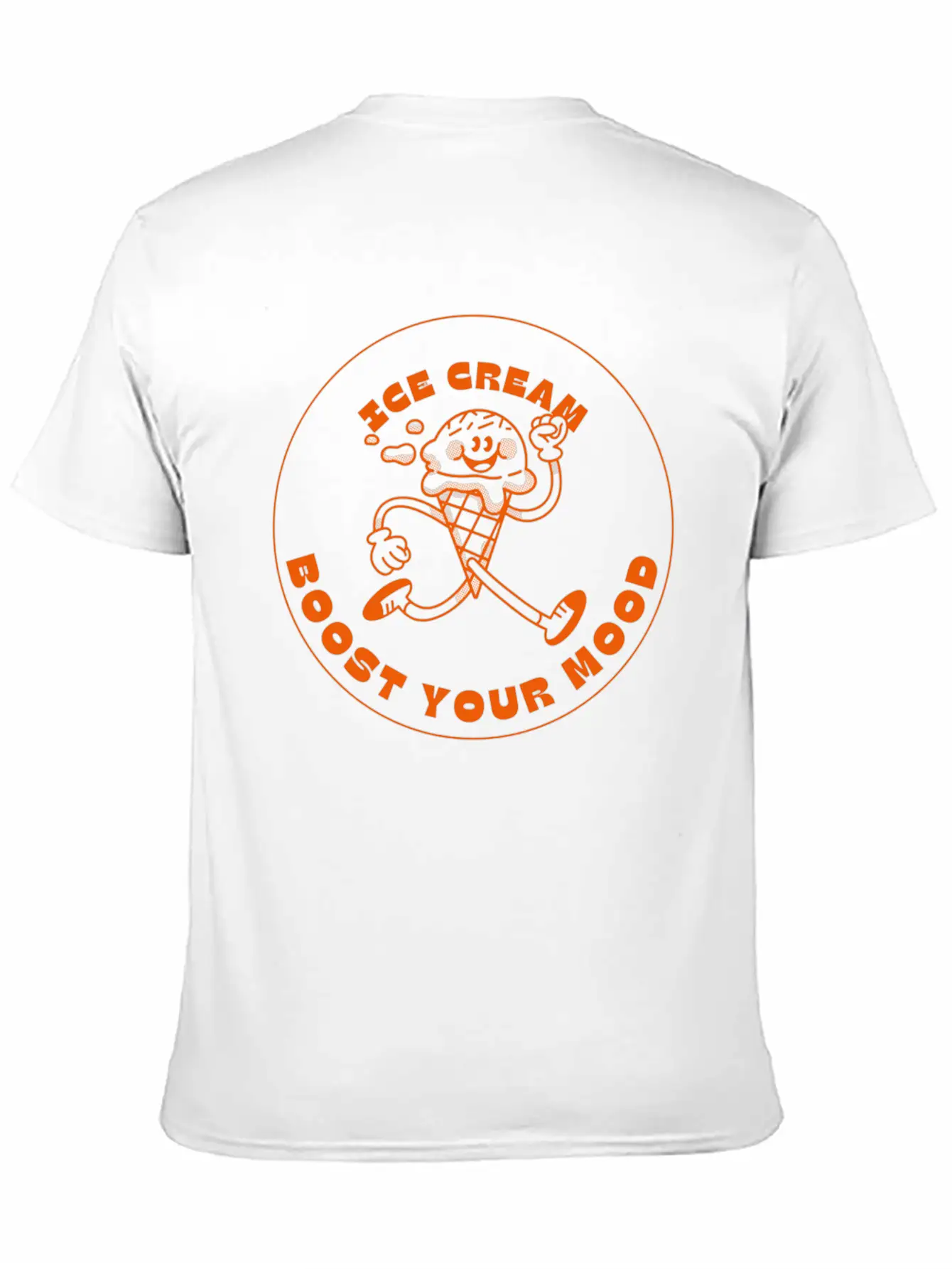 Orange And Beige Simple Modern Retro Ice Cream Stylish Everyday T-Shirt – Unisex Basic Cotton Tee