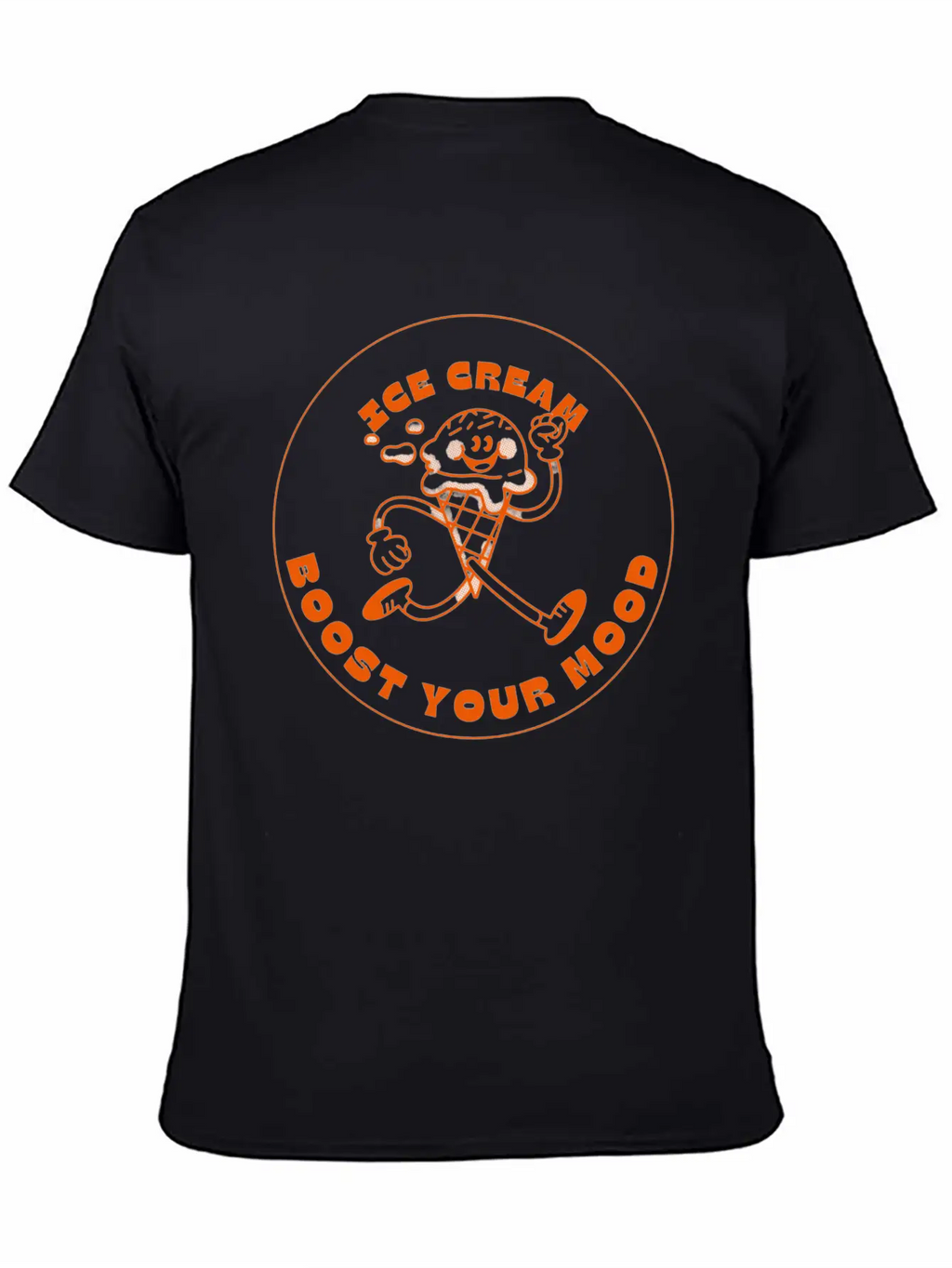 Orange And Beige Simple Modern Retro Ice Cream Stylish Everyday T-Shirt – Unisex Basic Cotton Tee