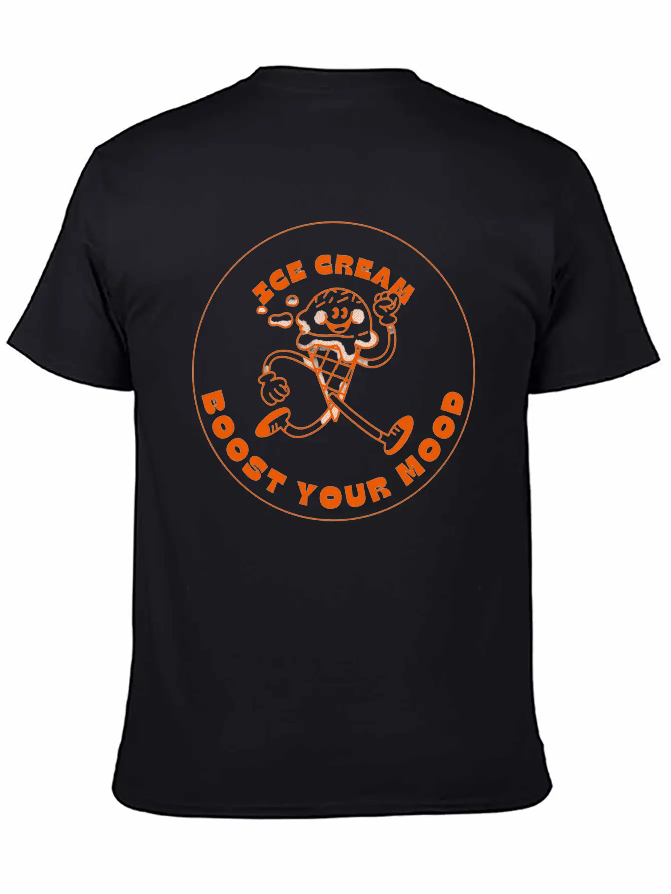 Orange And Beige Simple Modern Retro Ice Cream Stylish Everyday T-Shirt – Unisex Basic Cotton Tee