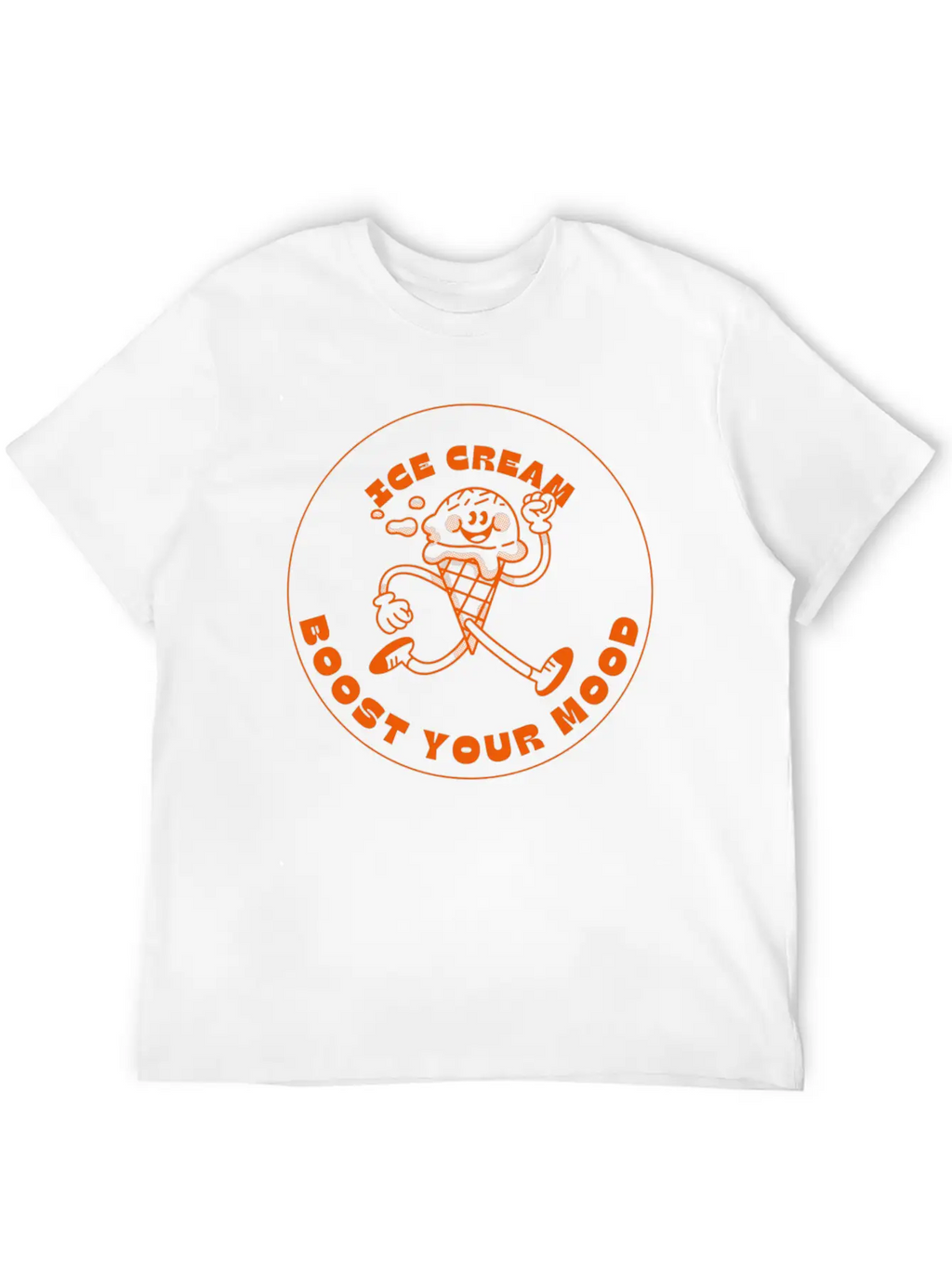 Orange And Beige Simple Modern Retro Ice Cream Stylish Everyday T-Shirt – Unisex Basic Cotton Tee