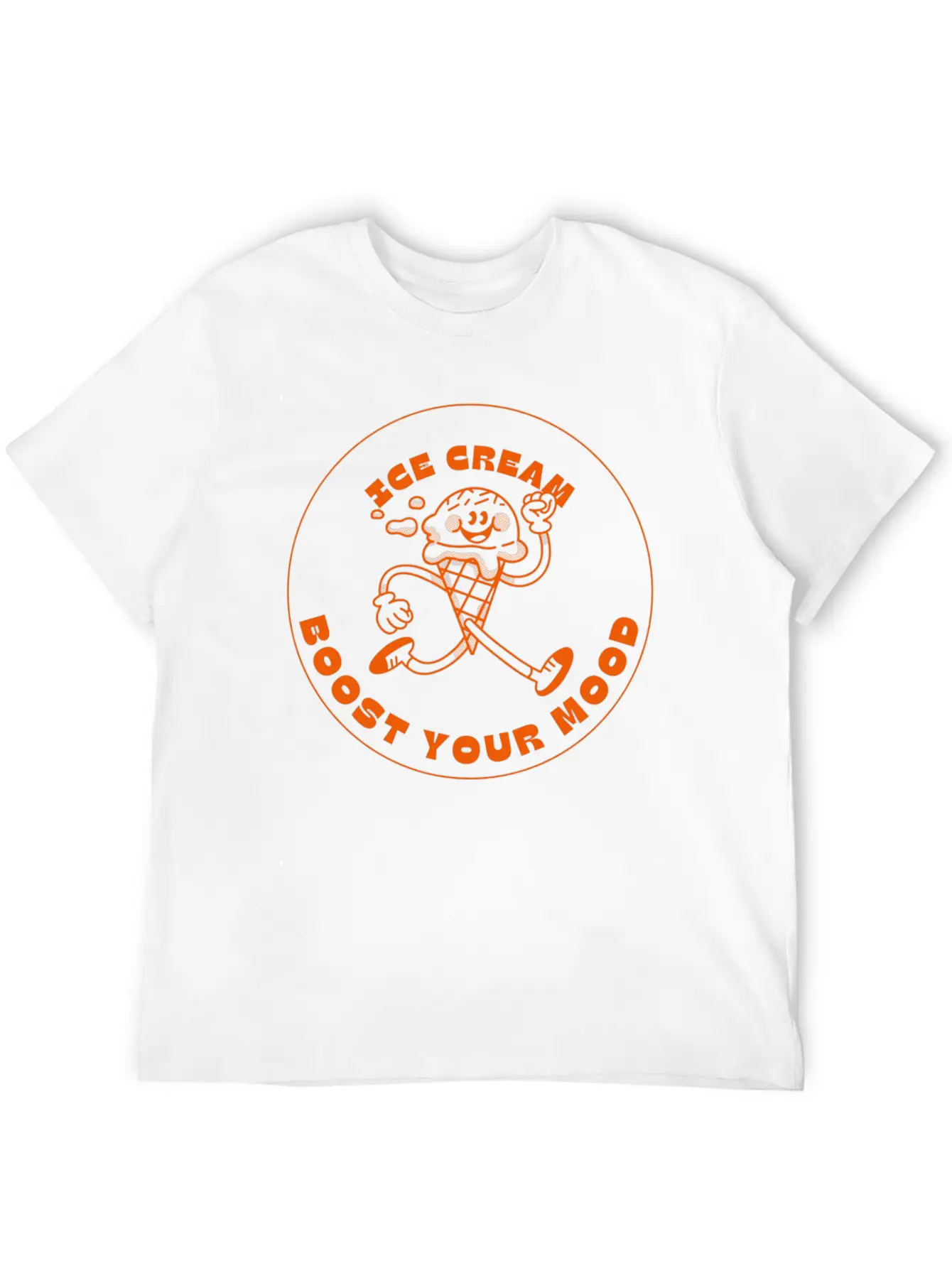 Orange And Beige Simple Modern Retro Ice Cream Stylish Everyday T-Shirt – Unisex Basic Cotton Tee