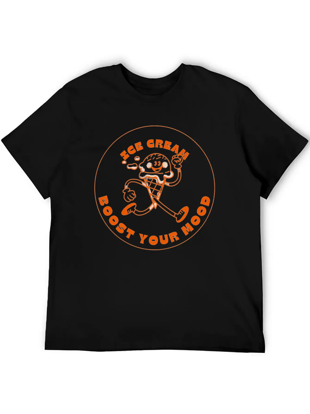 Orange And Beige Simple Modern Retro Ice Cream Stylish Everyday T-Shirt – Unisex Basic Cotton Tee