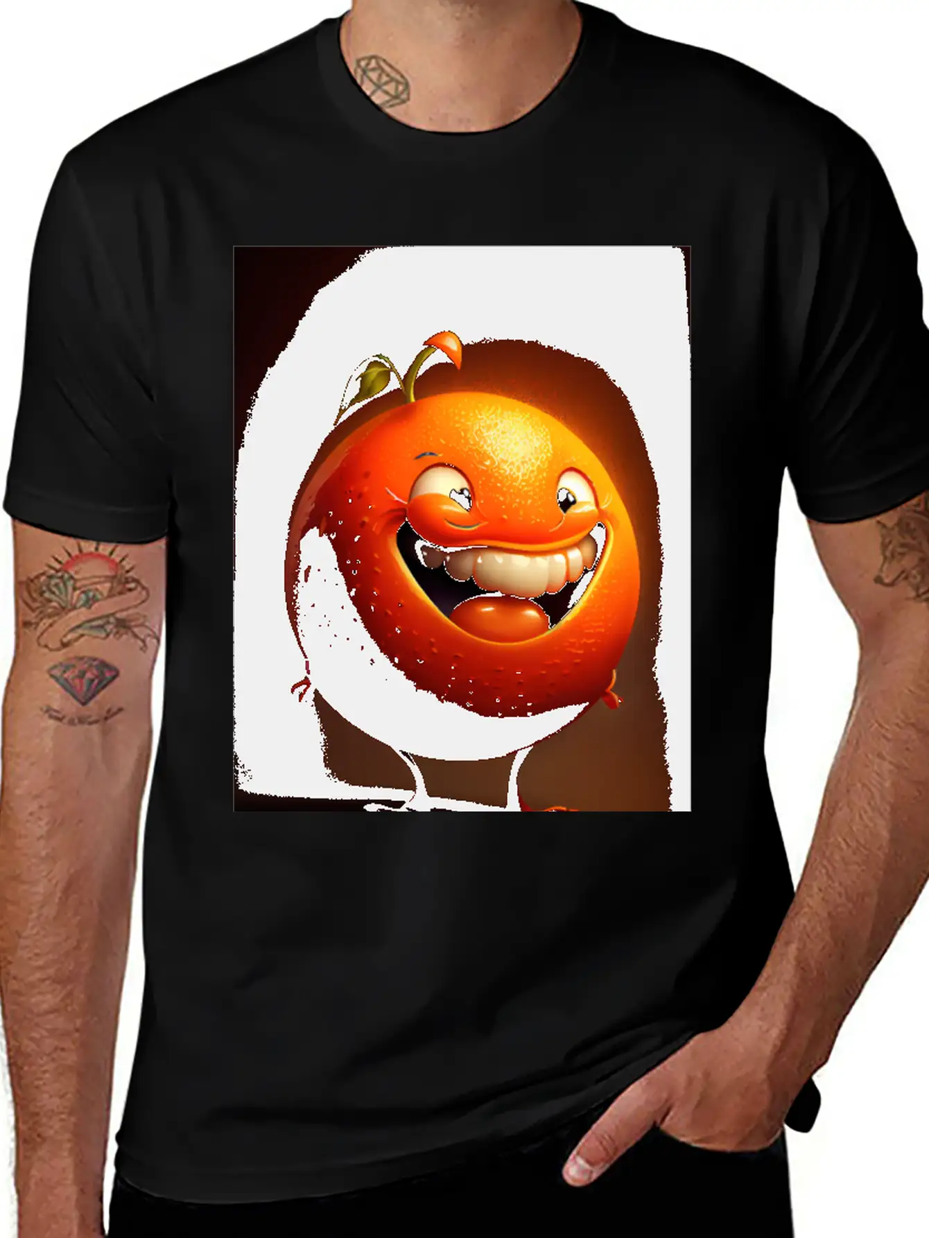 Orange Caricature: Brighten Your Day Modern Fit Casual T-Shirt – Clean And Versatile Design