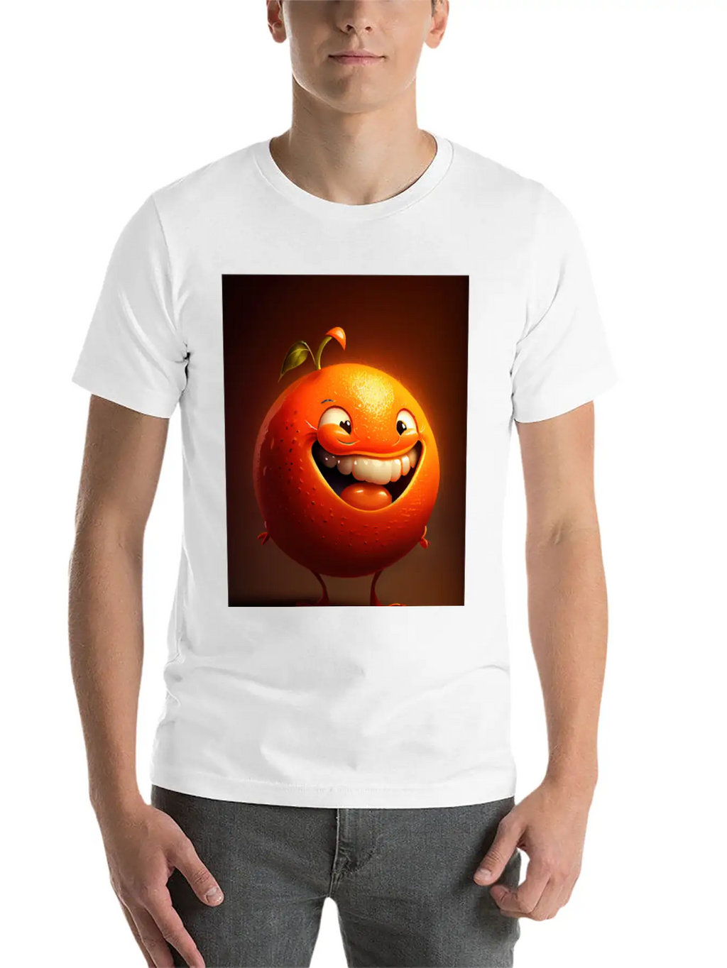 Orange Caricature: Brighten Your Day Modern Fit Casual T-Shirt – Clean And Versatile Design