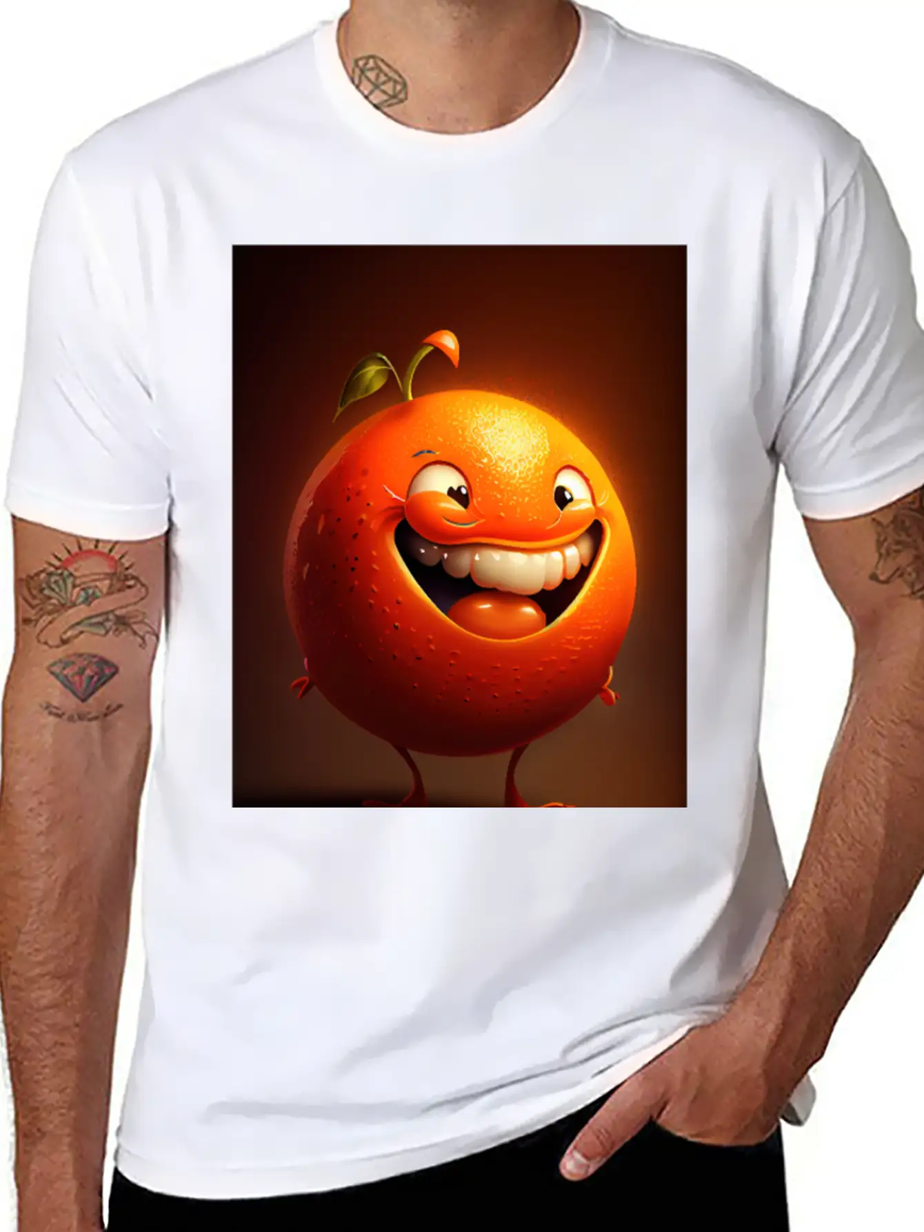 Orange Caricature: Brighten Your Day Modern Fit Casual T-Shirt – Clean And Versatile Design