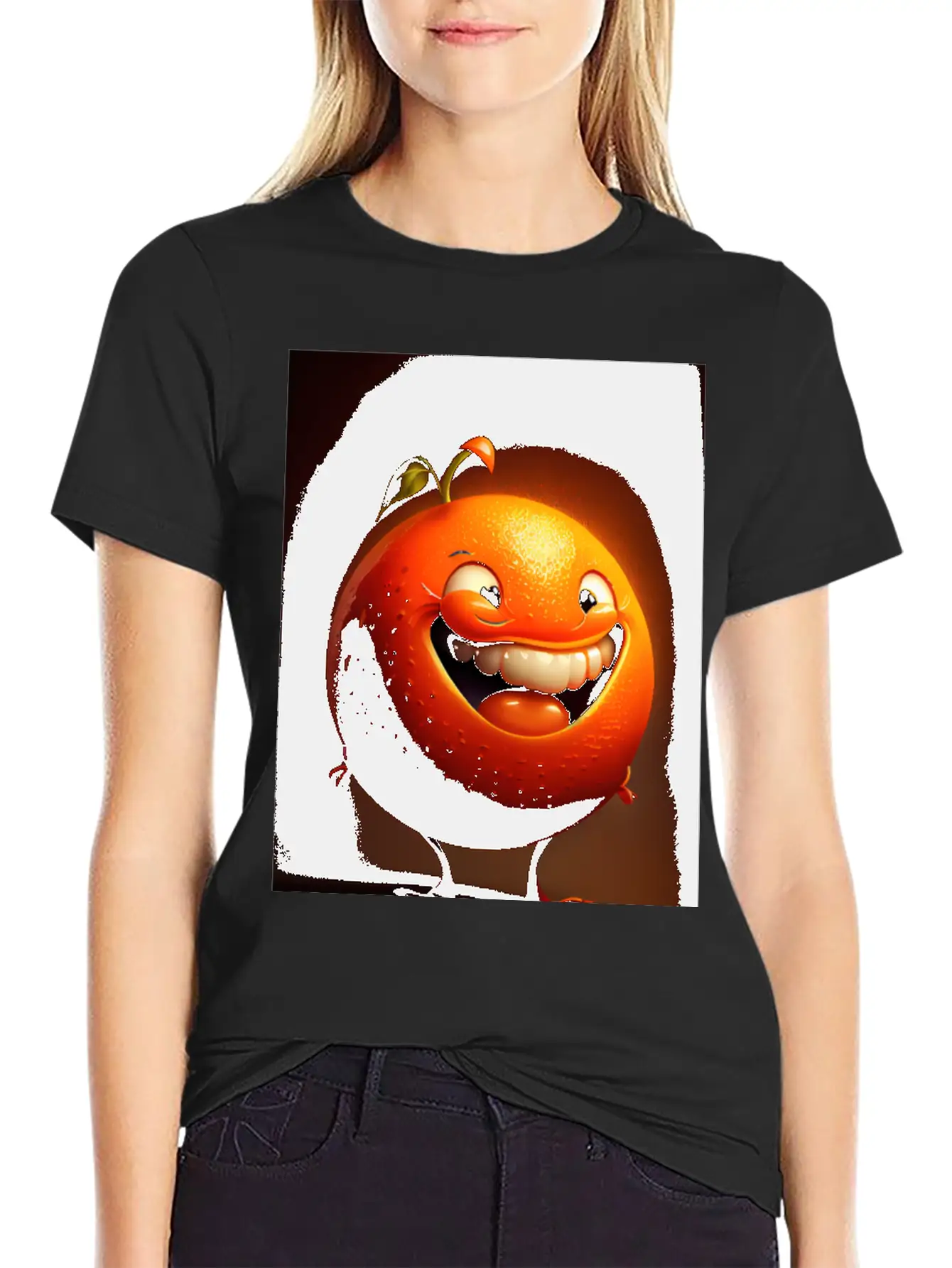 Orange Caricature: Brighten Your Day Modern Fit Casual T-Shirt – Clean And Versatile Design
