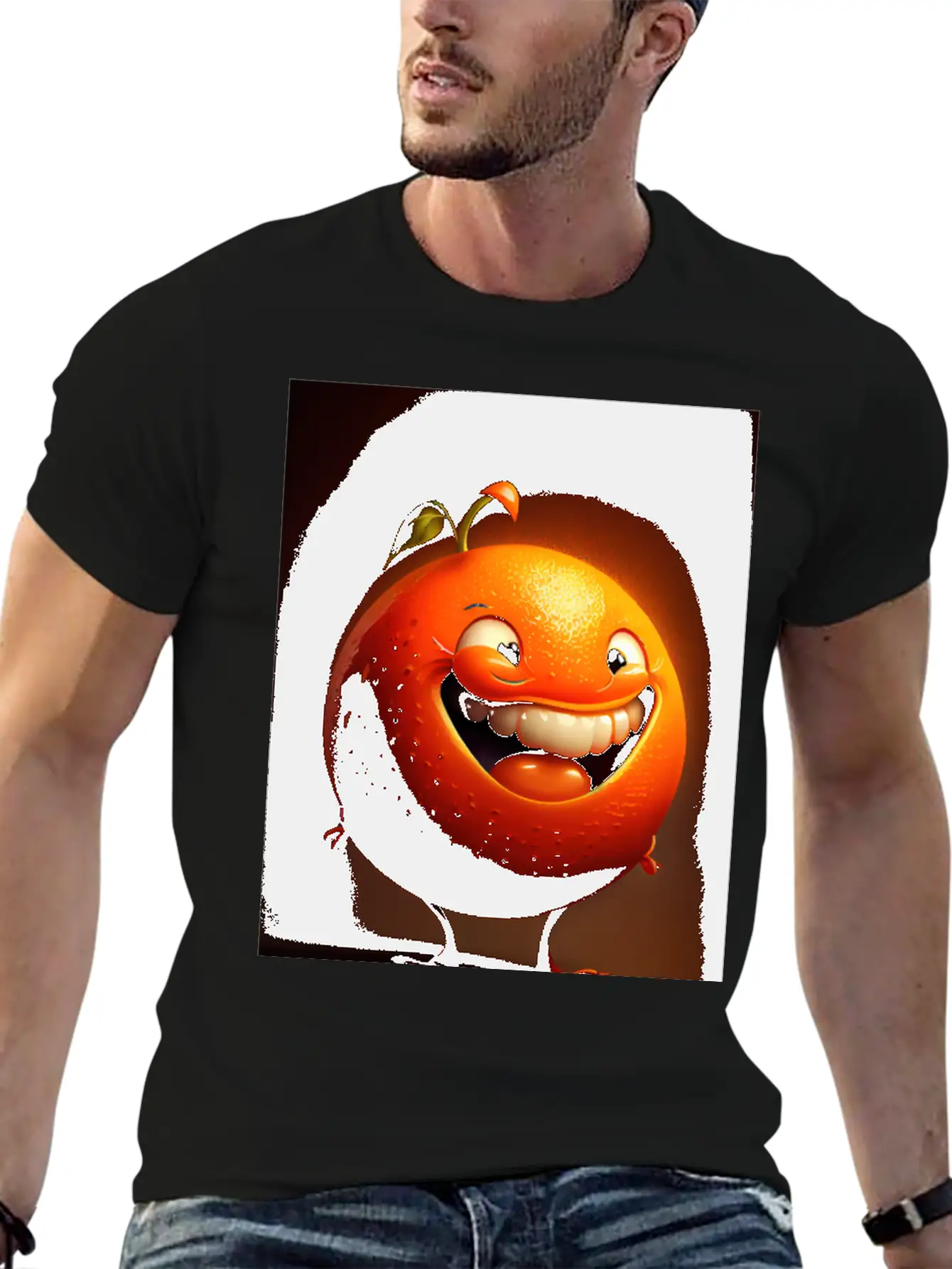 Orange Caricature: Brighten Your Day Modern Fit Casual T-Shirt – Clean And Versatile Design