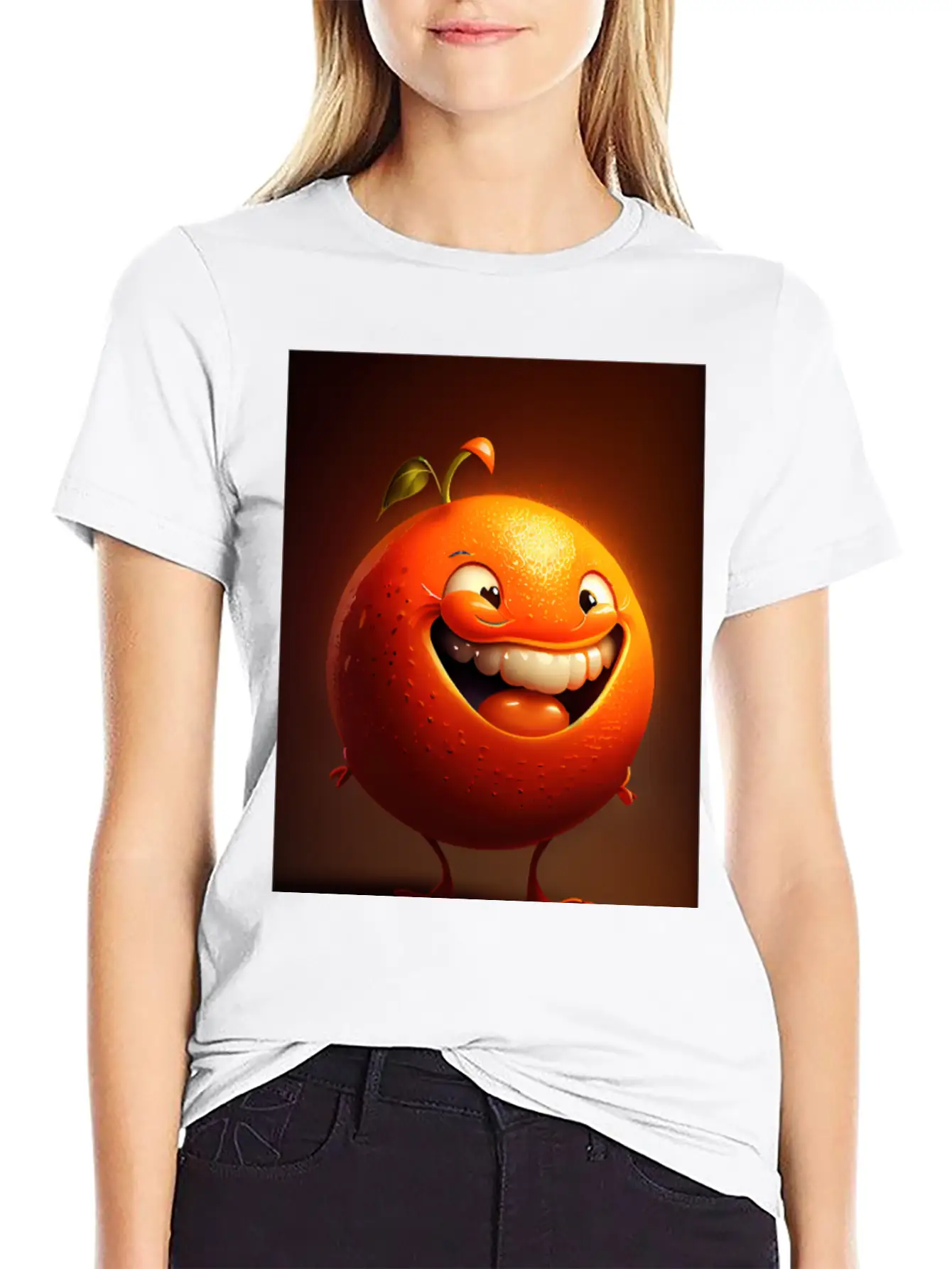 Orange Caricature: Brighten Your Day Modern Fit Casual T-Shirt – Clean And Versatile Design