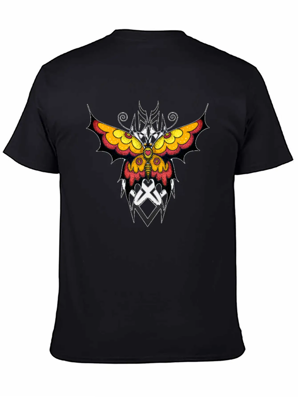 Orange Tribal Butterfly Breathable Graphic T-Shirt – Perfect For Casual Days