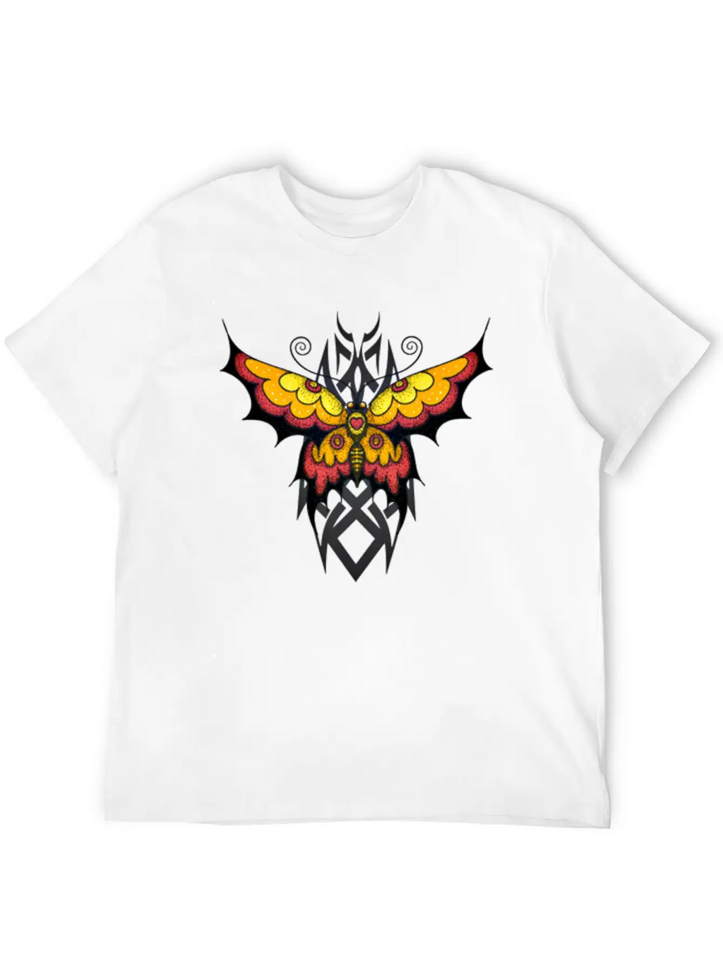 Orange Tribal Butterfly Breathable Graphic T-Shirt – Perfect For Casual Days