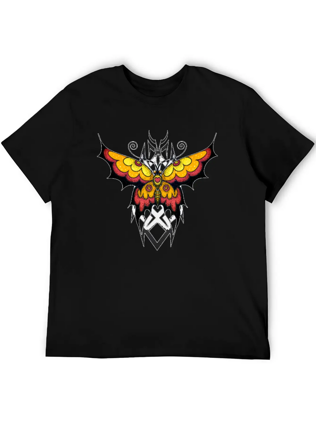 Orange Tribal Butterfly Breathable Graphic T-Shirt – Perfect For Casual Days