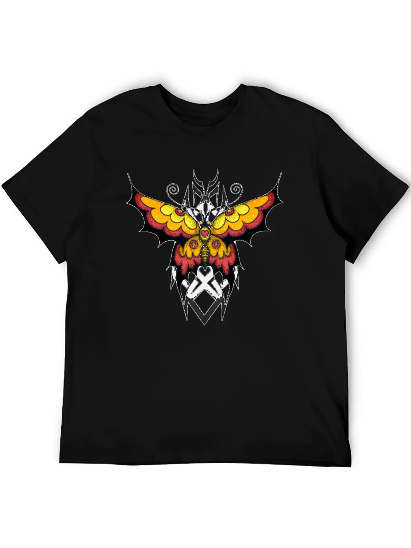 Orange Tribal Butterfly Breathable Graphic T-Shirt – Perfect For Casual Days