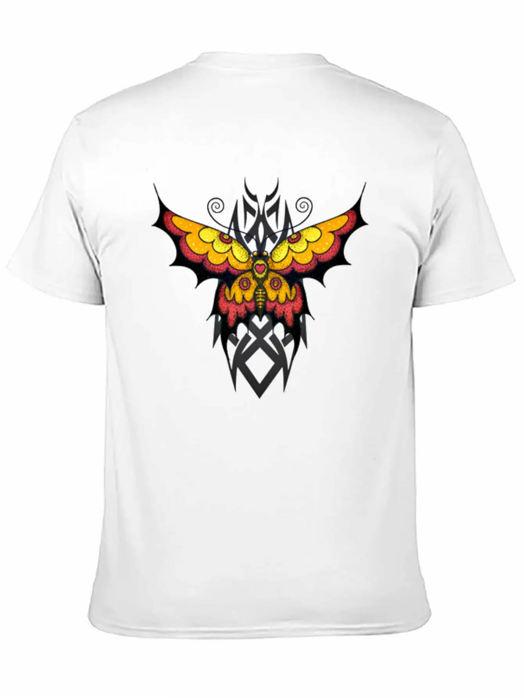 Orange Tribal Butterfly Breathable Graphic T-Shirt – Perfect For Casual Days