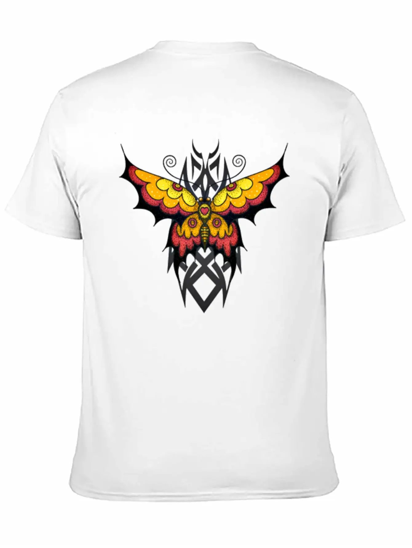 Orange Tribal Butterfly Breathable Graphic T-Shirt – Perfect For Casual Days