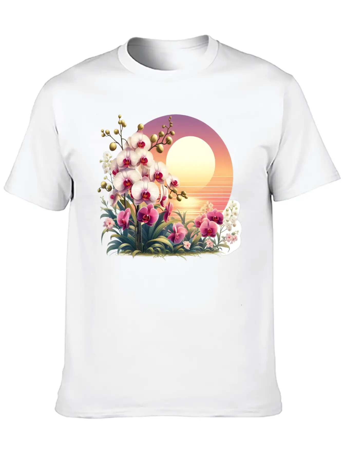Orchid Sunset Essential Cotton Tee For Daily Outfits – Unisex Style
