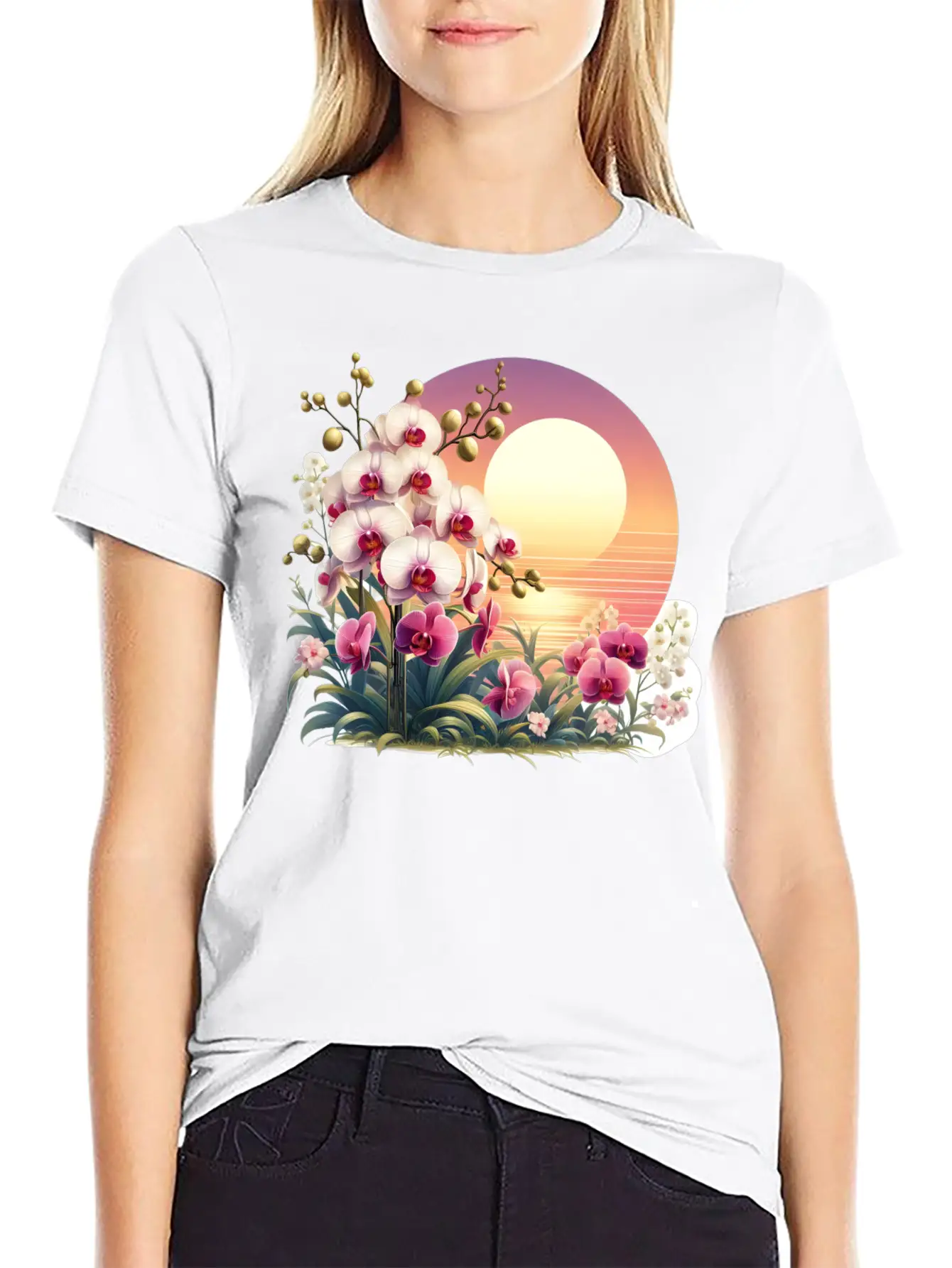 Orchid Sunset Essential Cotton Tee For Daily Outfits – Unisex Style