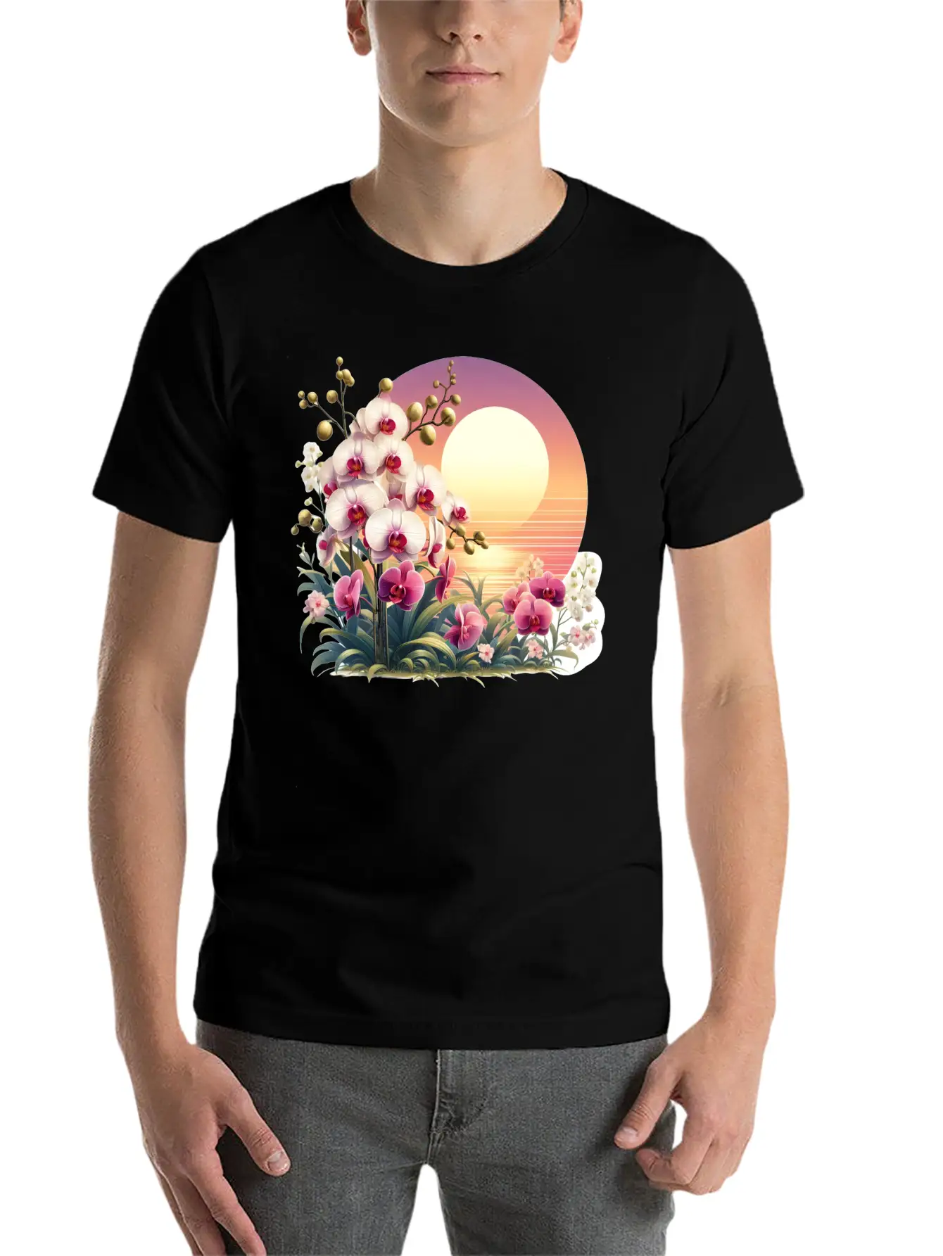 Orchid Sunset Essential Cotton Tee For Daily Outfits – Unisex Style