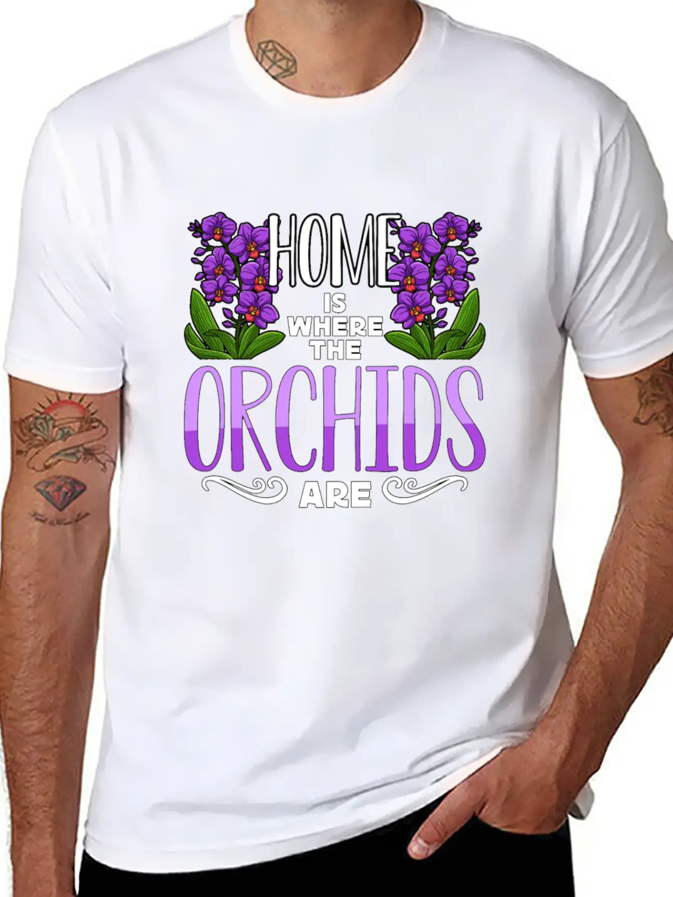 Orchids Home Is Where The Orchids Are Gardening Classic Cotton Tee – Unisex Comfort For Any Season