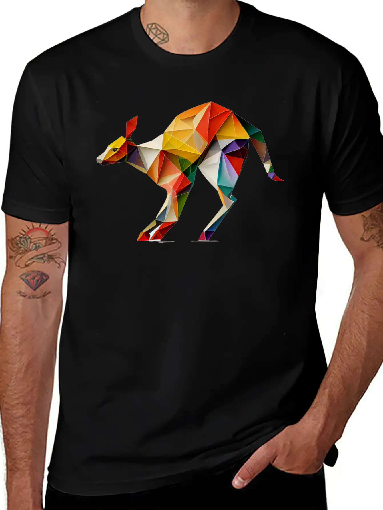 Origami Kangaroo: A Folding Masterpiece Basic Graphic T-Shirt – Daily Comfort In Soft Cotton