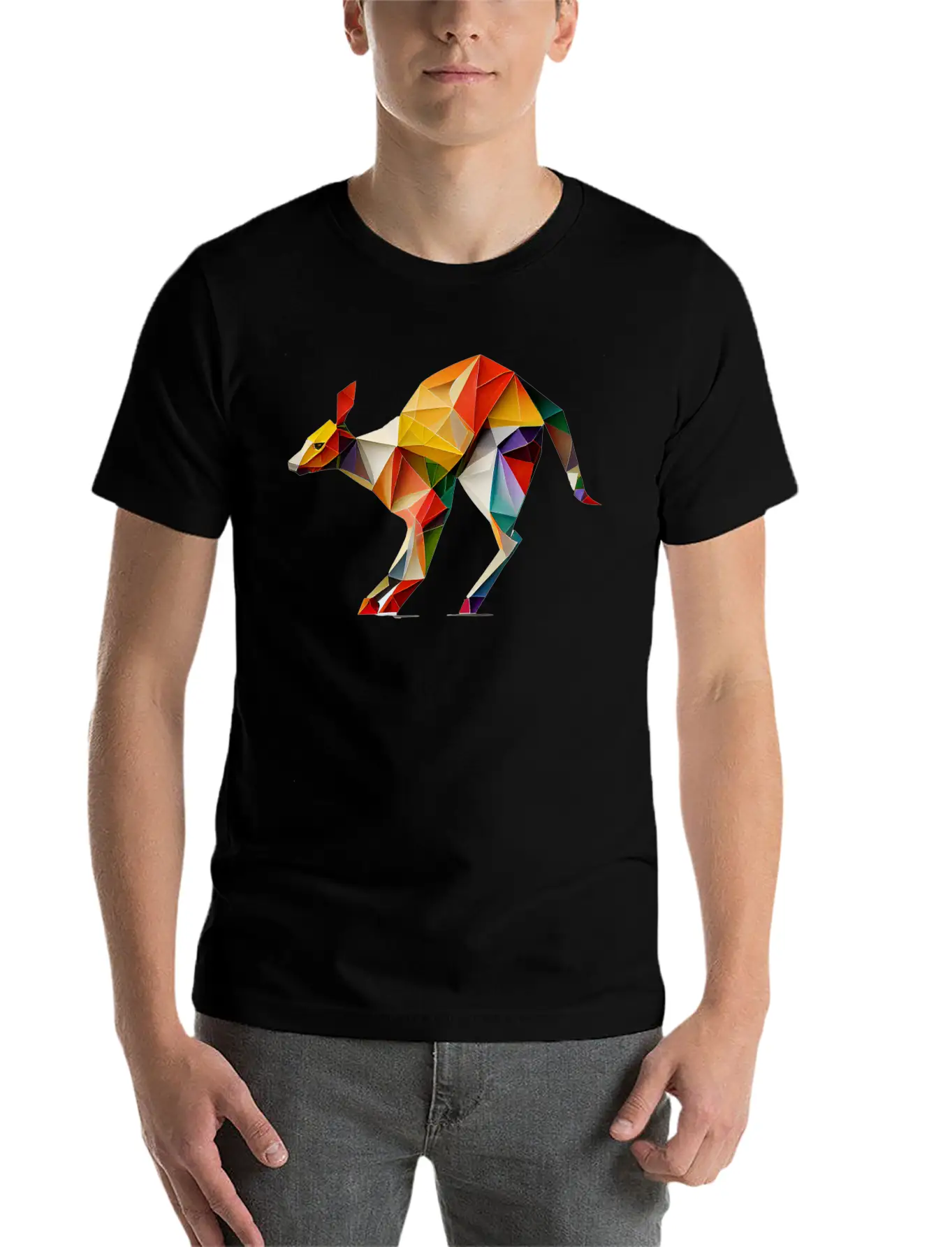 Origami Kangaroo: A Folding Masterpiece Basic Graphic T-Shirt – Daily Comfort In Soft Cotton
