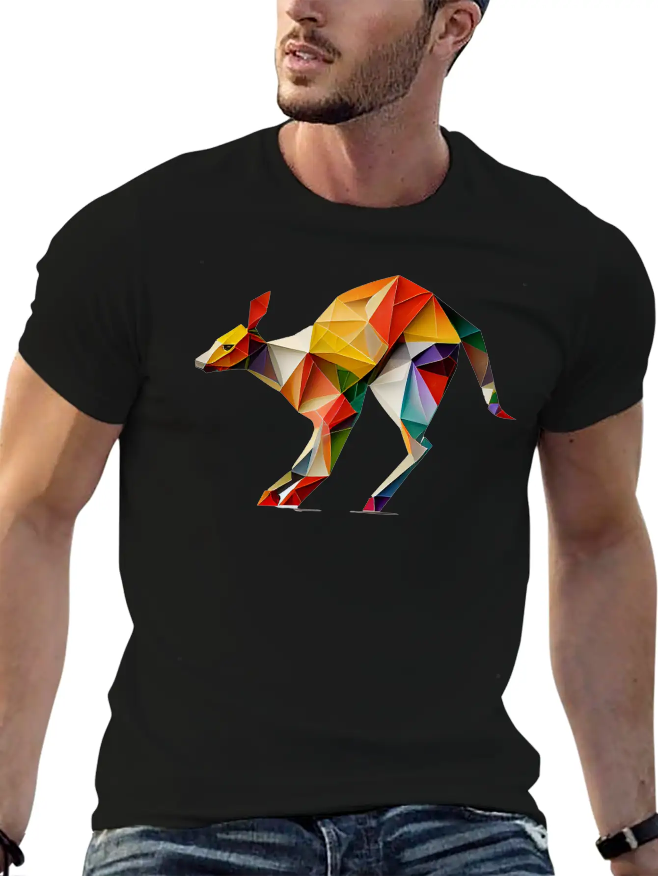 Origami Kangaroo: A Folding Masterpiece Basic Graphic T-Shirt – Daily Comfort In Soft Cotton