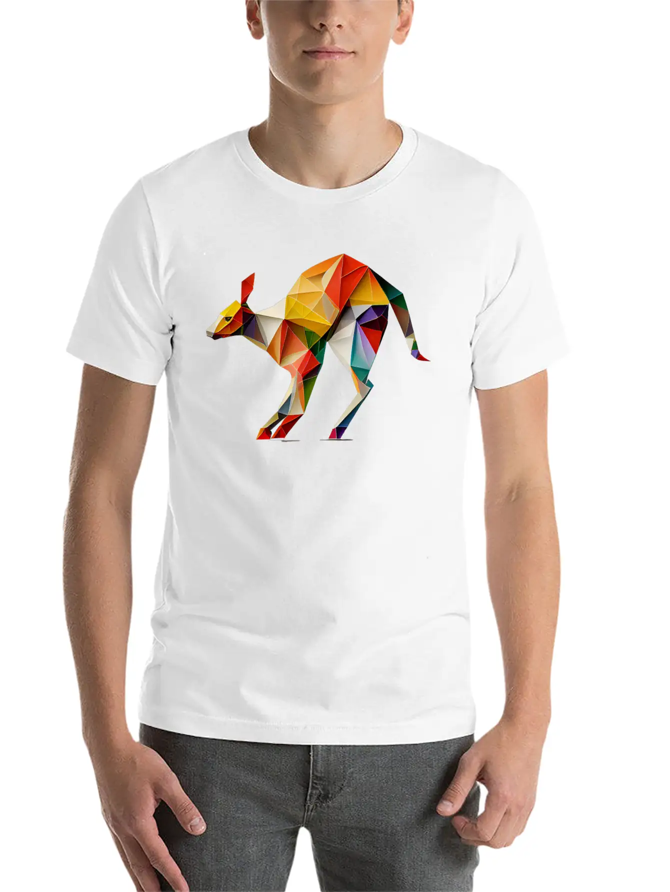 Origami Kangaroo: A Folding Masterpiece Basic Graphic T-Shirt – Daily Comfort In Soft Cotton