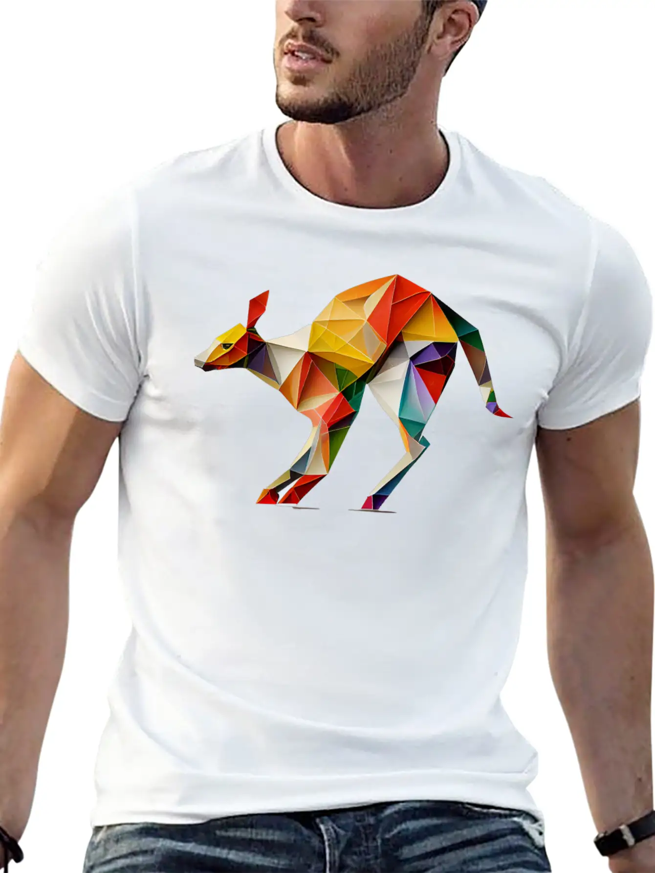 Origami Kangaroo: A Folding Masterpiece Basic Graphic T-Shirt – Daily Comfort In Soft Cotton