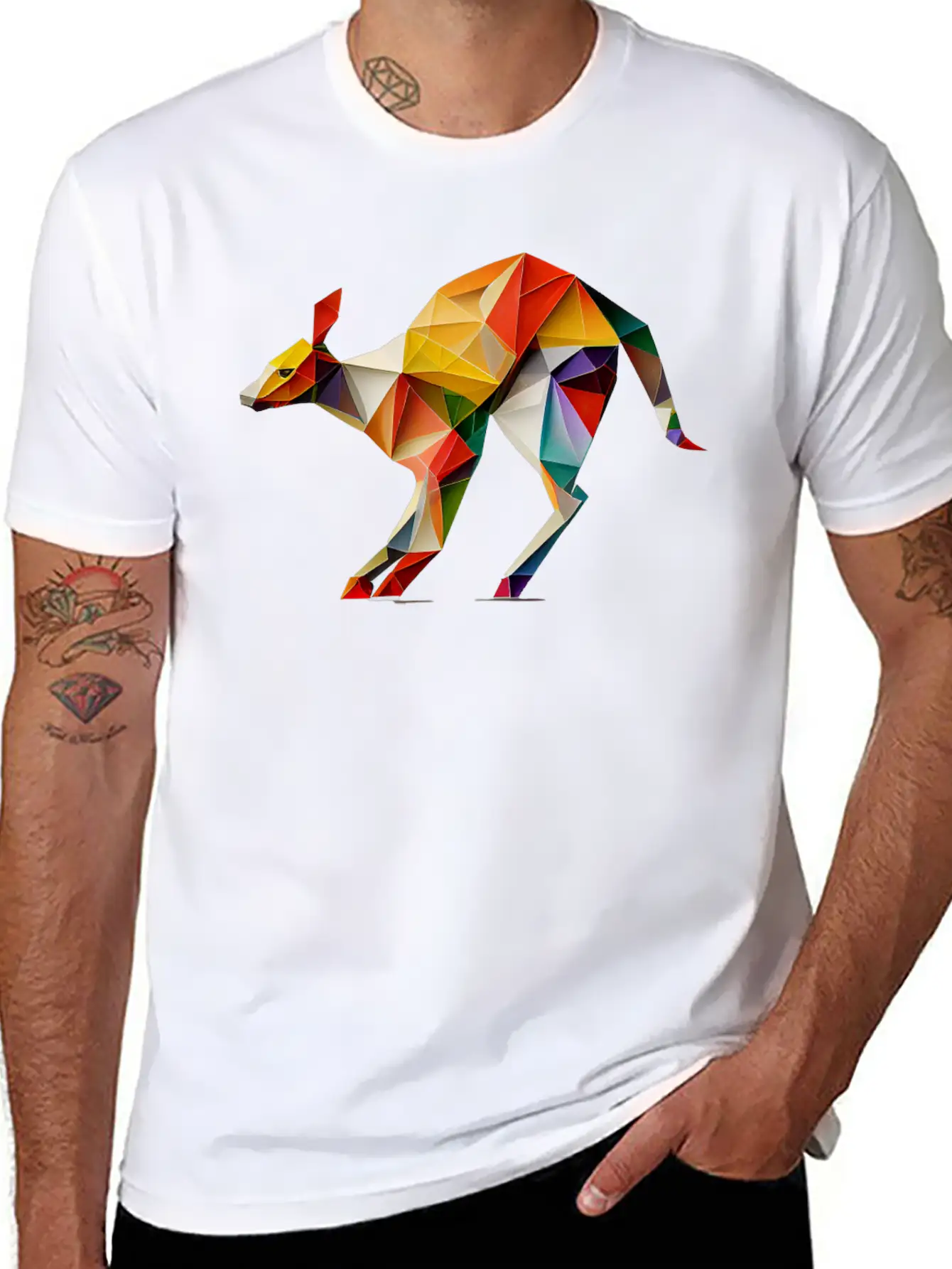 Origami Kangaroo: A Folding Masterpiece Basic Graphic T-Shirt – Daily Comfort In Soft Cotton