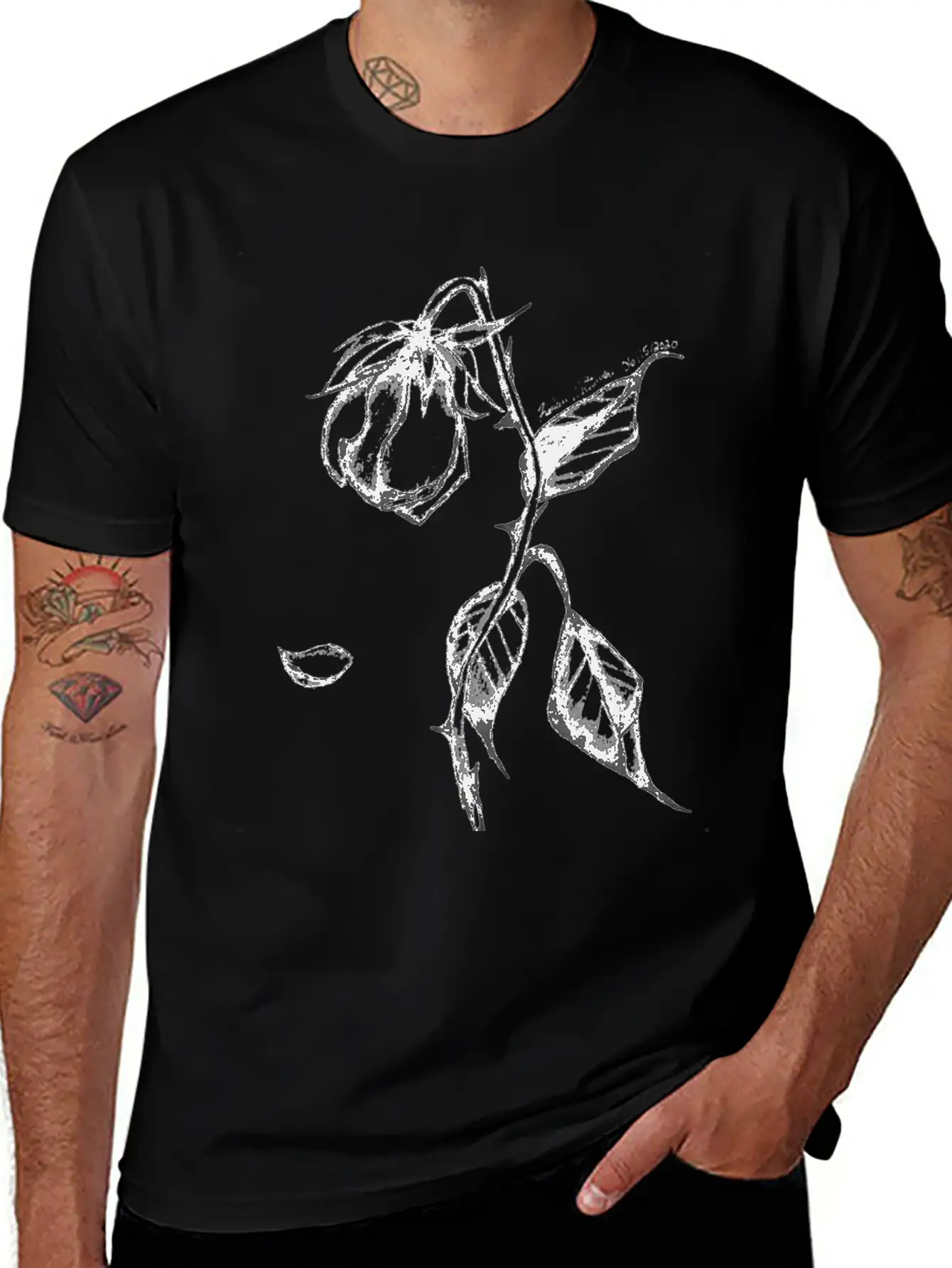 Original Hand-Drawn Rose Merchandise Basic Graphic T-Shirt – Daily Comfort In Soft Cotton
