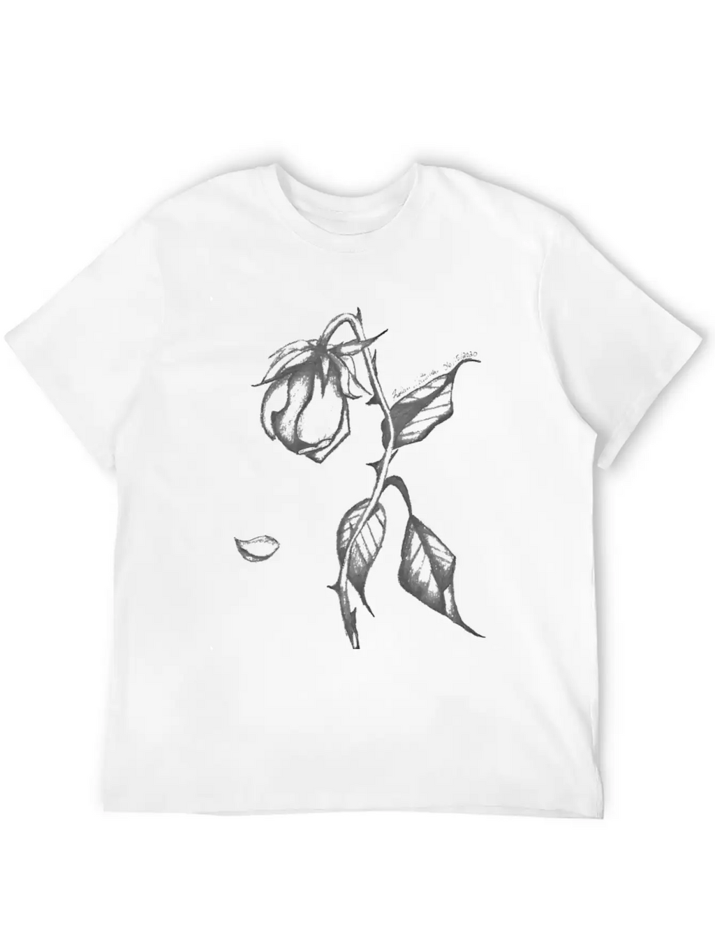 Original Hand-Drawn Rose Merchandise Basic Graphic T-Shirt – Daily Comfort In Soft Cotton