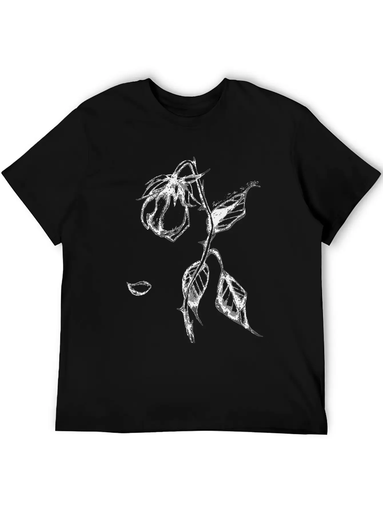 Original Hand-Drawn Rose Merchandise Basic Graphic T-Shirt – Daily Comfort In Soft Cotton