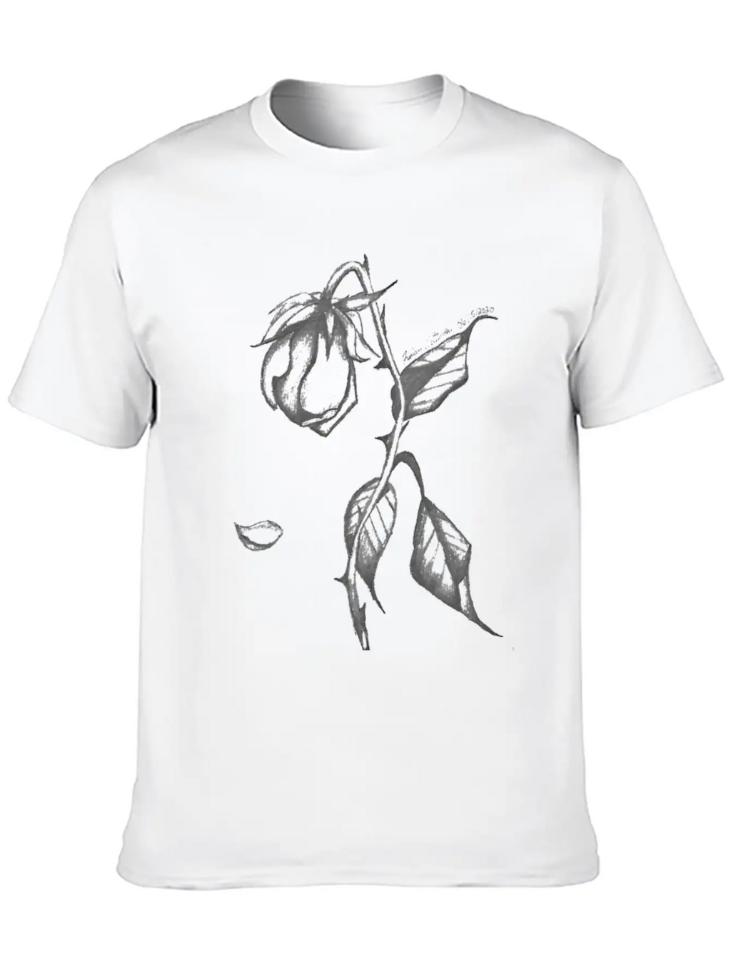 Original Hand-Drawn Rose Merchandise Basic Graphic T-Shirt – Daily Comfort In Soft Cotton