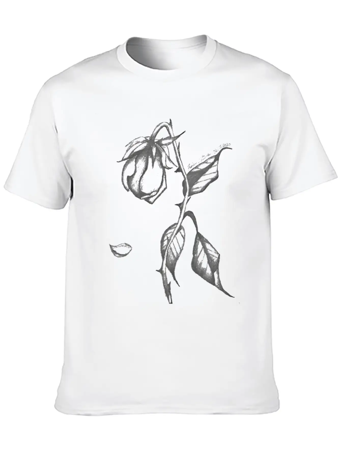 Original Hand-Drawn Rose Merchandise Basic Graphic T-Shirt – Daily Comfort In Soft Cotton