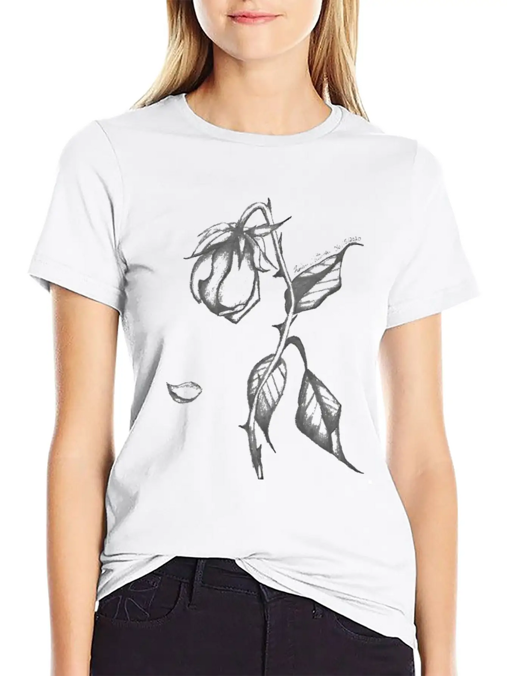 Original Hand-Drawn Rose Merchandise Basic Graphic T-Shirt – Daily Comfort In Soft Cotton