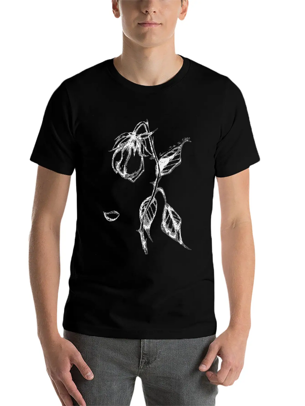 Original Hand-Drawn Rose Merchandise Basic Graphic T-Shirt – Daily Comfort In Soft Cotton