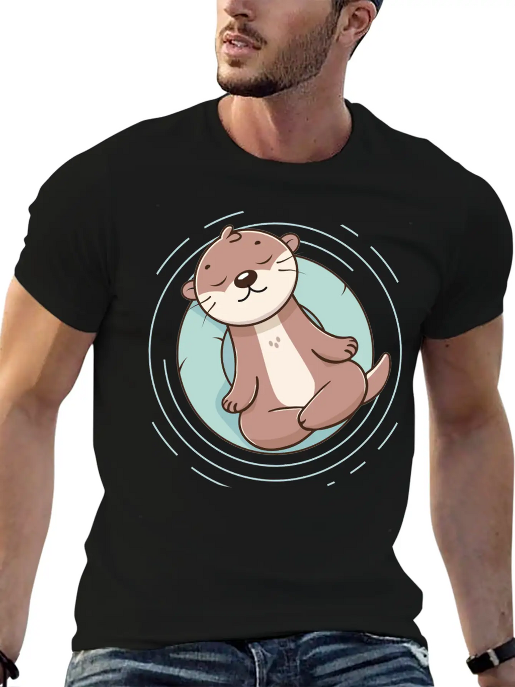 Otter Enjoying A Relaxing Meditation Stylish Everyday T-Shirt – Unisex Basic Cotton Tee