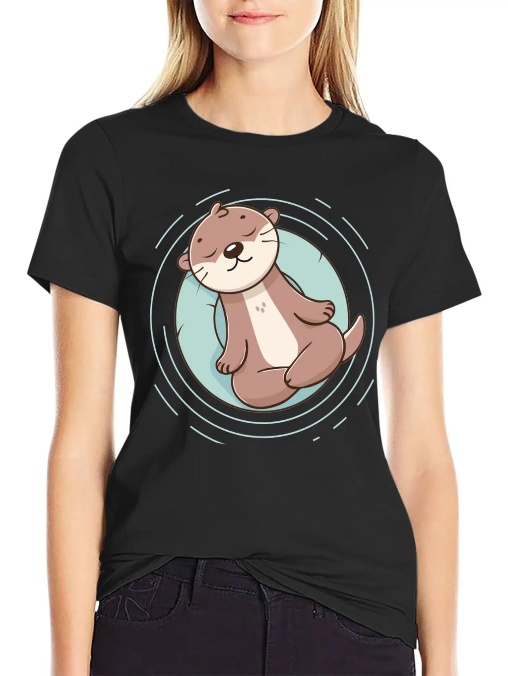Otter Enjoying A Relaxing Meditation Stylish Everyday T-Shirt – Unisex Basic Cotton Tee