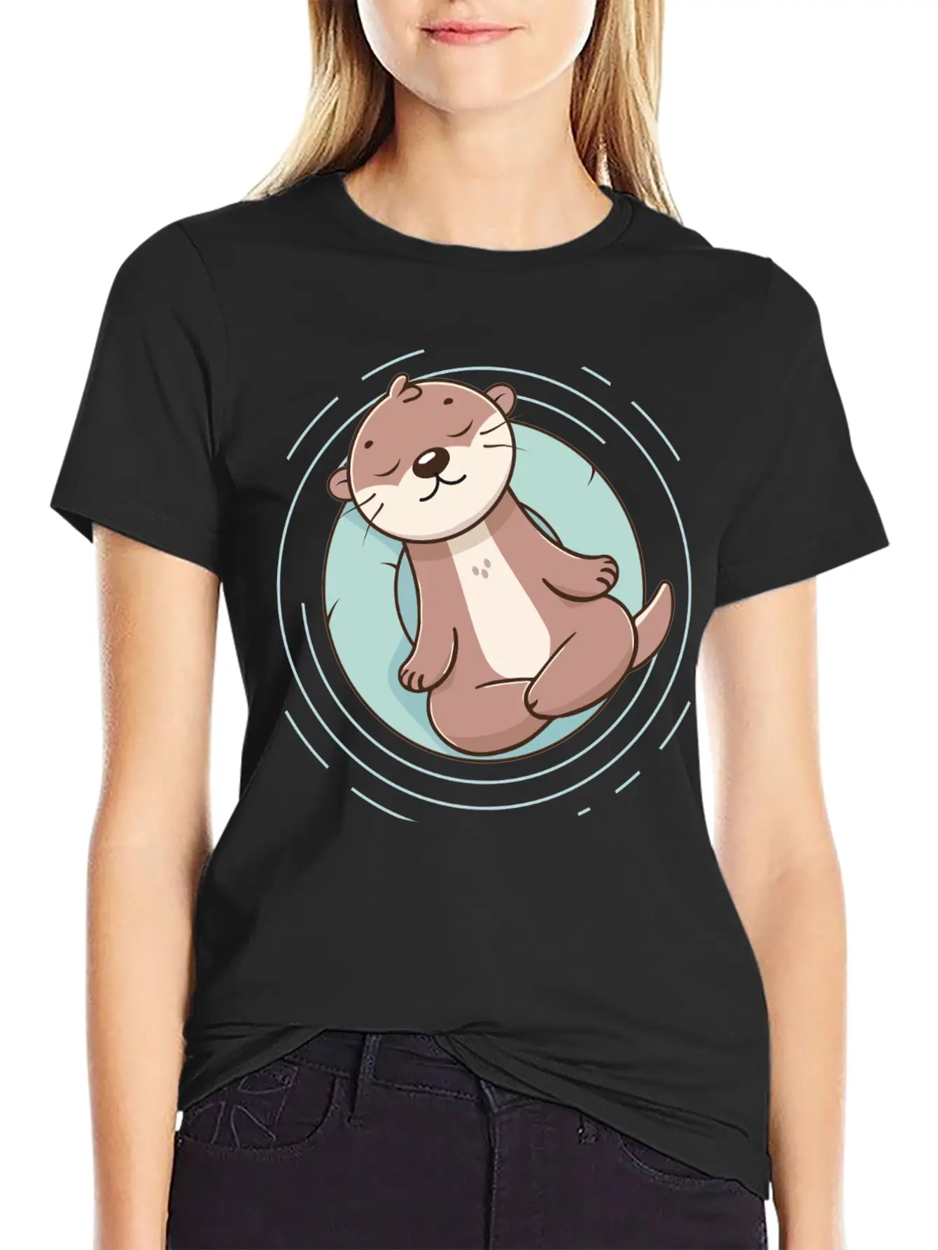 Otter Enjoying A Relaxing Meditation Stylish Everyday T-Shirt – Unisex Basic Cotton Tee
