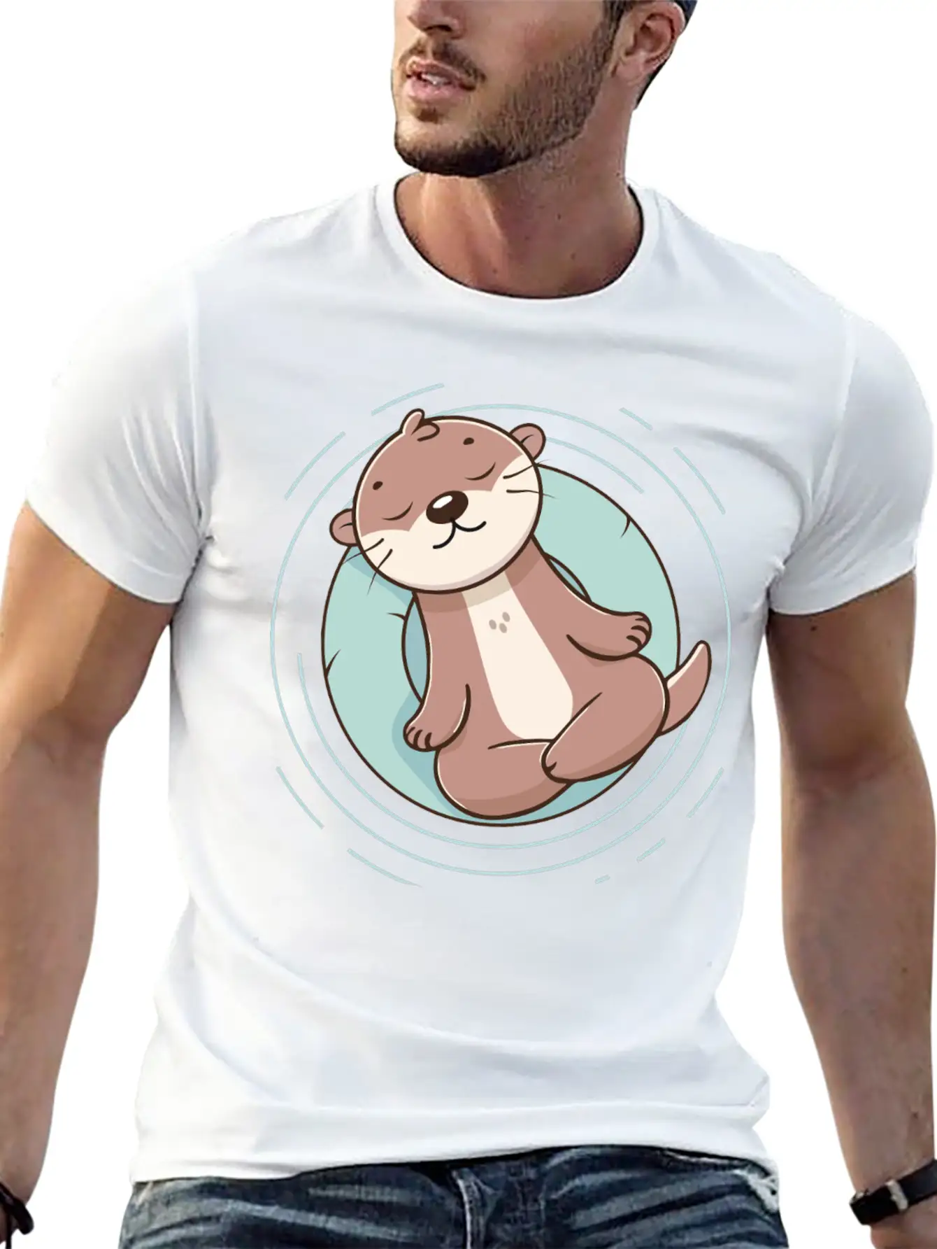 Otter Enjoying A Relaxing Meditation Stylish Everyday T-Shirt – Unisex Basic Cotton Tee