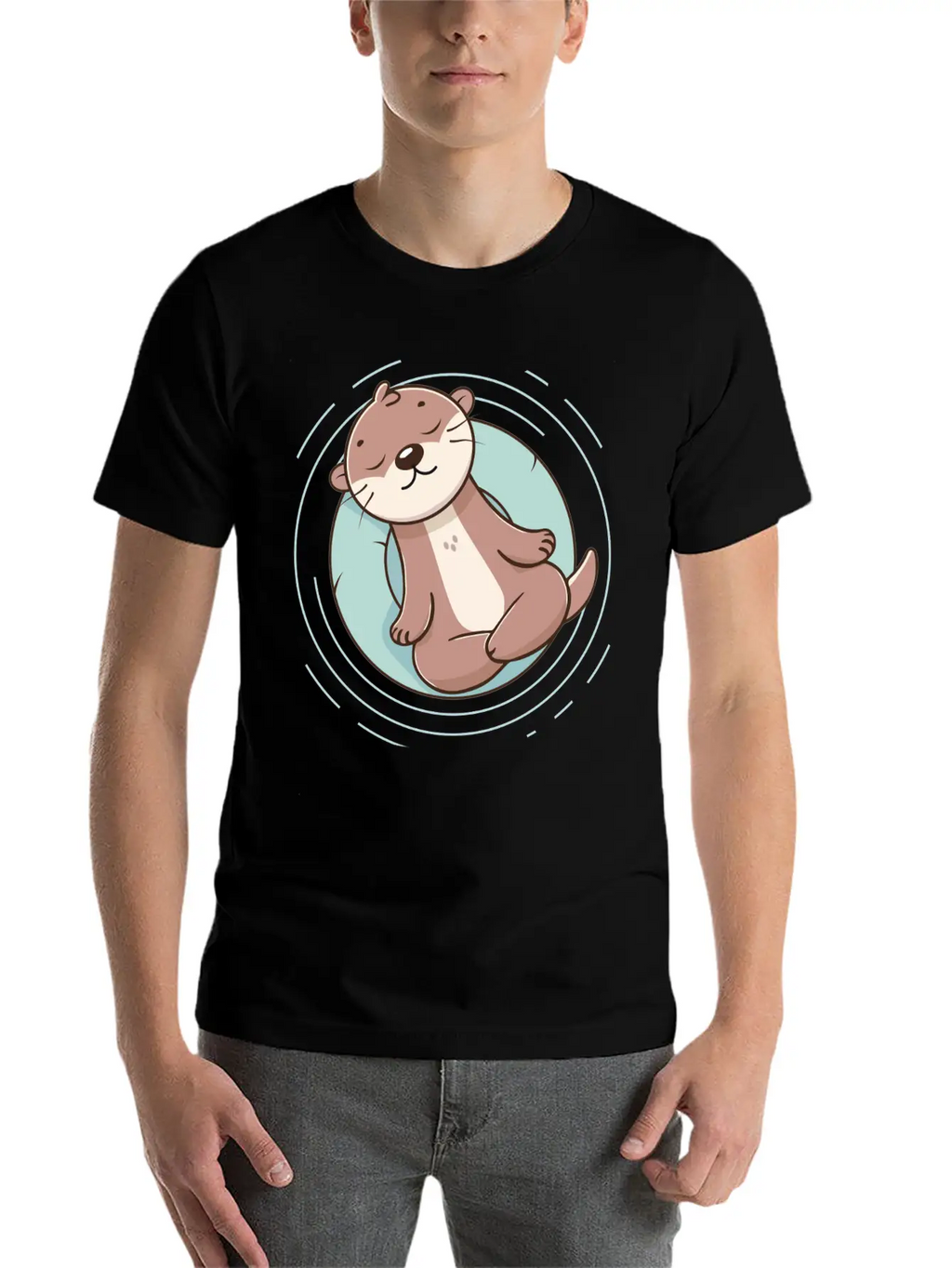 Otter Enjoying A Relaxing Meditation Stylish Everyday T-Shirt – Unisex Basic Cotton Tee
