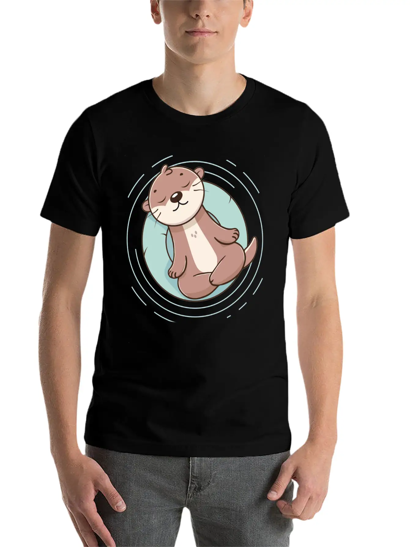 Otter Enjoying A Relaxing Meditation Stylish Everyday T-Shirt – Unisex Basic Cotton Tee