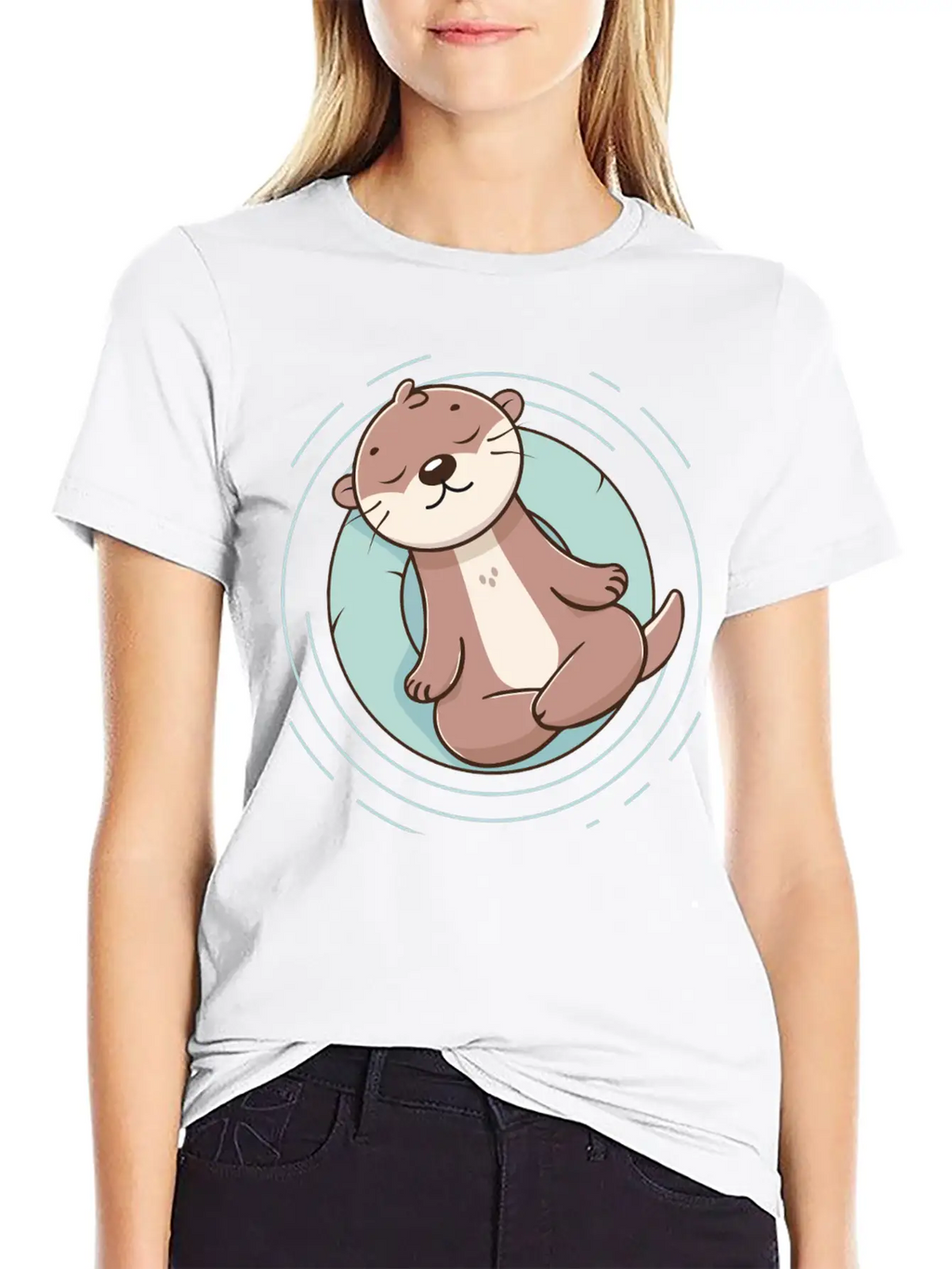 Otter Enjoying A Relaxing Meditation Stylish Everyday T-Shirt – Unisex Basic Cotton Tee