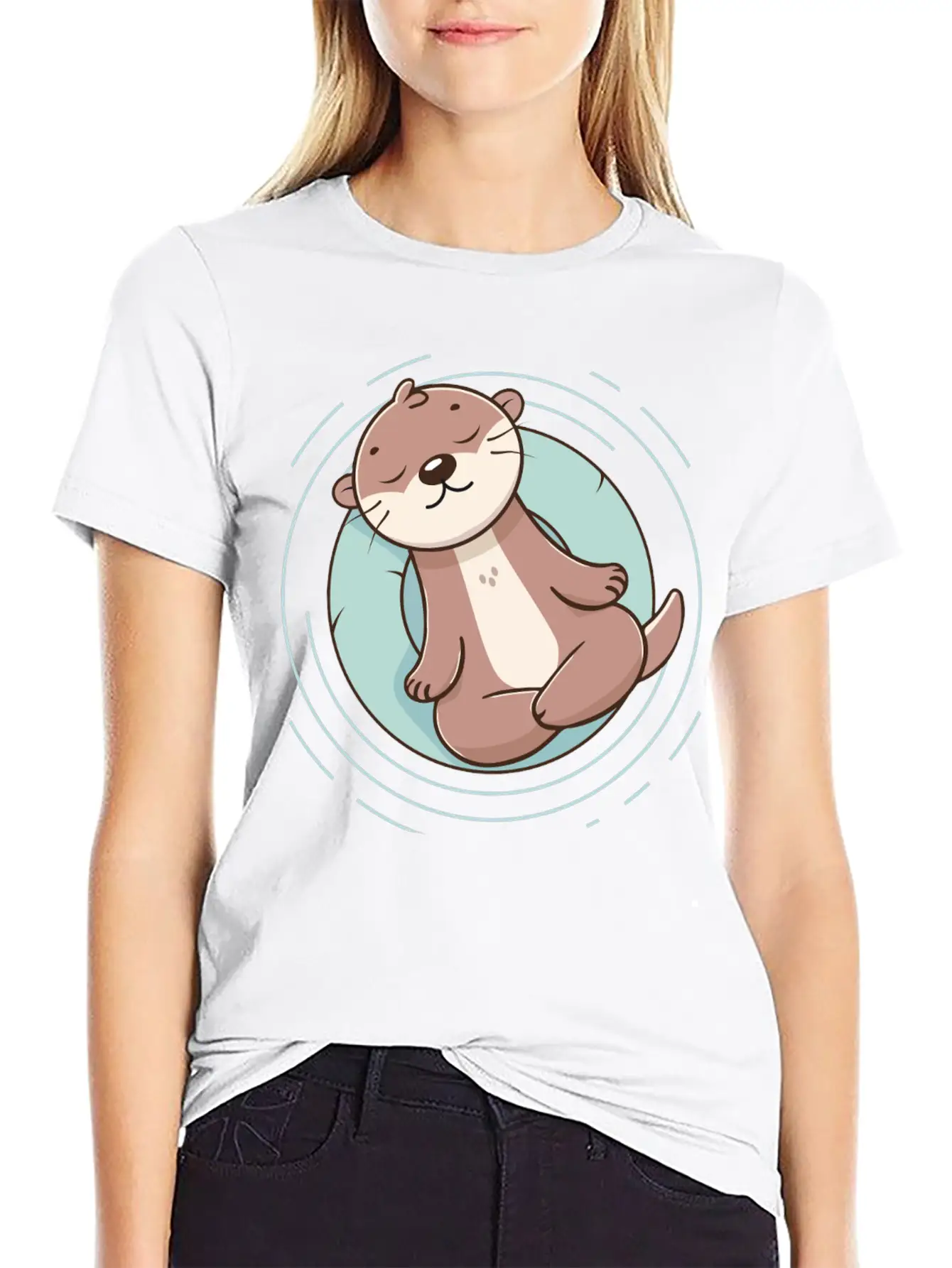 Otter Enjoying A Relaxing Meditation Stylish Everyday T-Shirt – Unisex Basic Cotton Tee